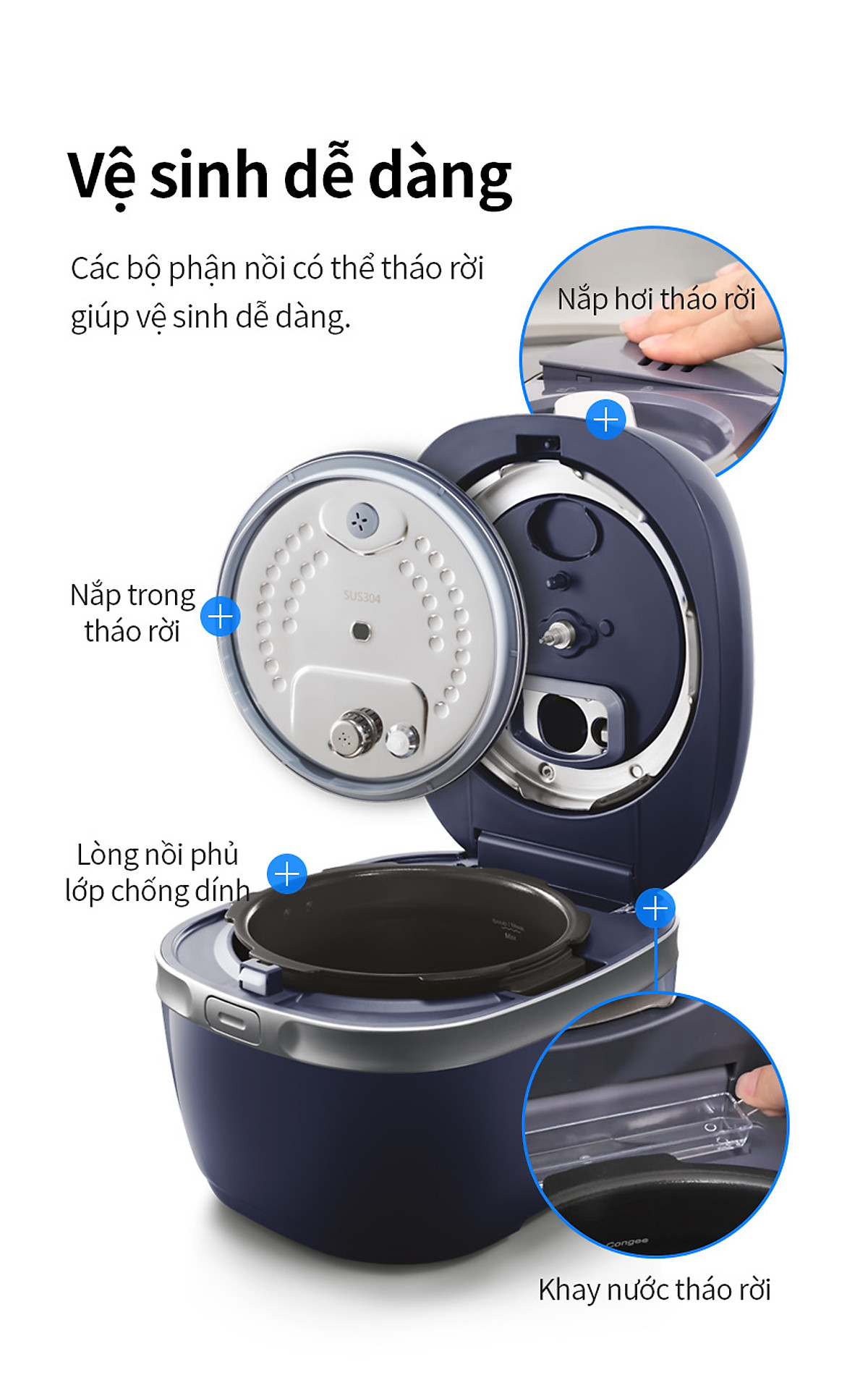 Nồi cơm điện cao tần Locknlock IH pressure rice cooker EJR526GRY (1.8 Lít)- Hàng chính hãng