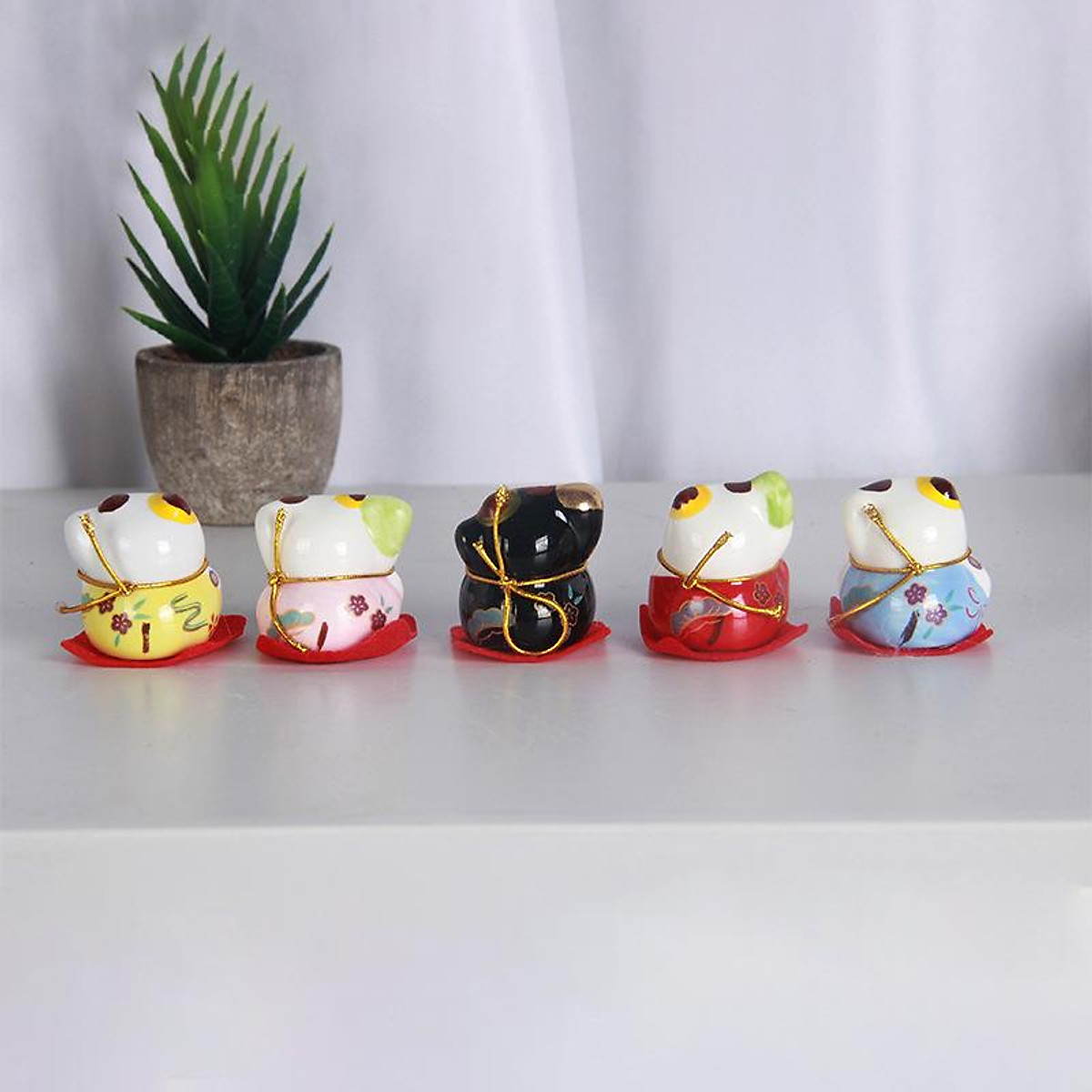 Bộ tượng ngũ mèo thần tài mini - Hàng chính hãng