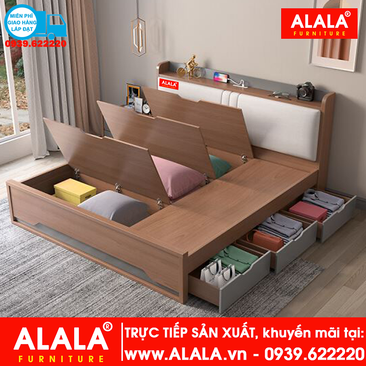 Giường ngủ ALALA13 gỗ HMR chống nước - www.ALALA.vn® - Za.lo ...