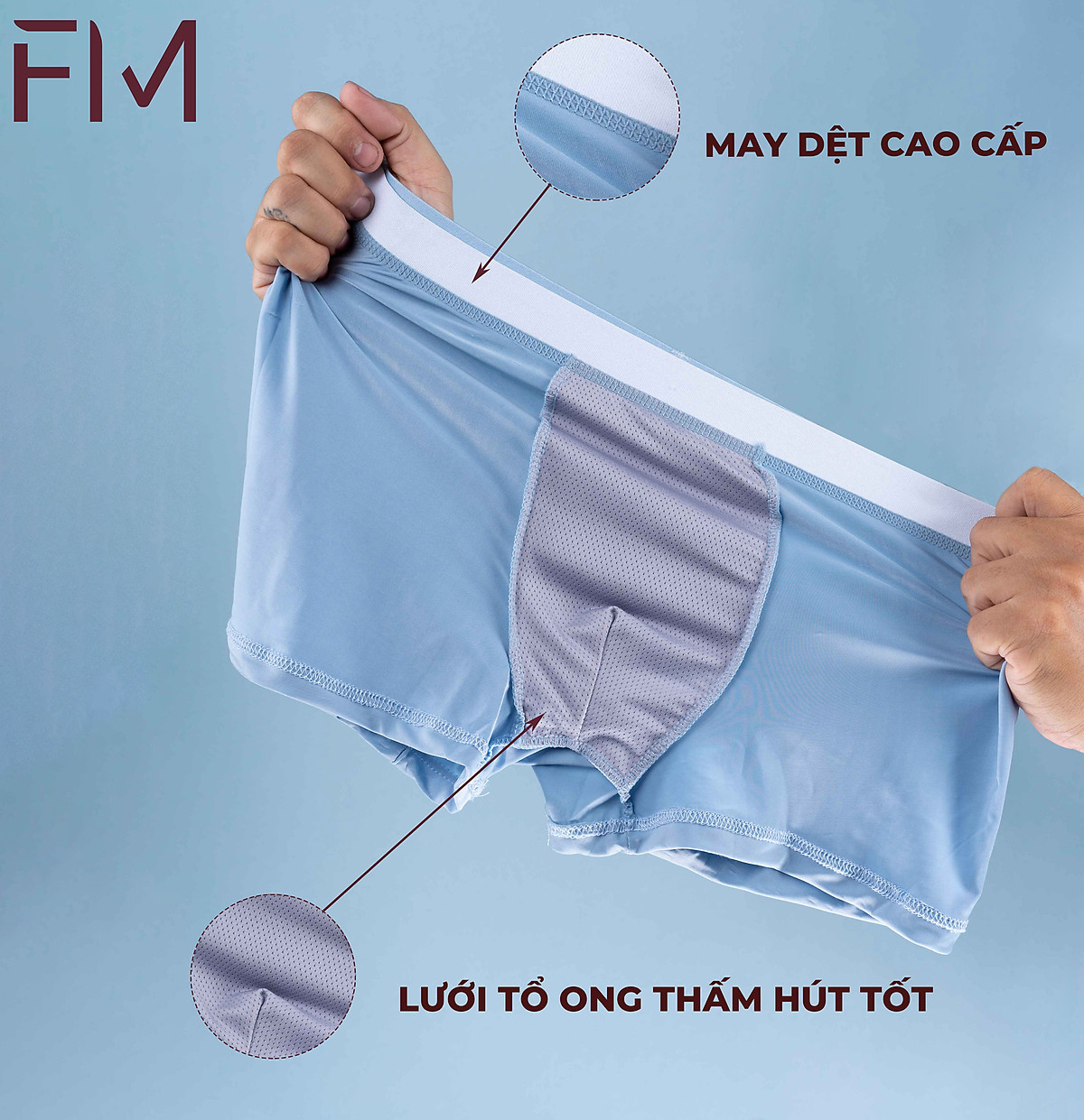Combo 3 quần lót boxer trơn, chất thun mềm mịn thấm hút mồ hôi tốt, co giãn tốt, - FORMEN SHOP - FMQS018