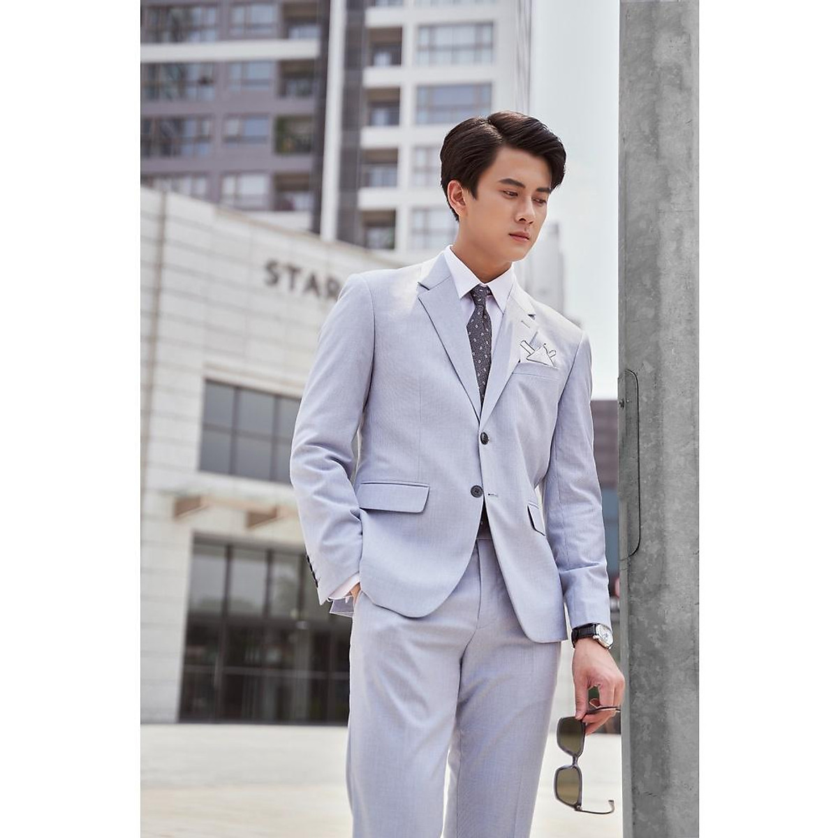 Bộ vest nam Biluxury  Caro xanh cao cấp chính hãng Biluxury