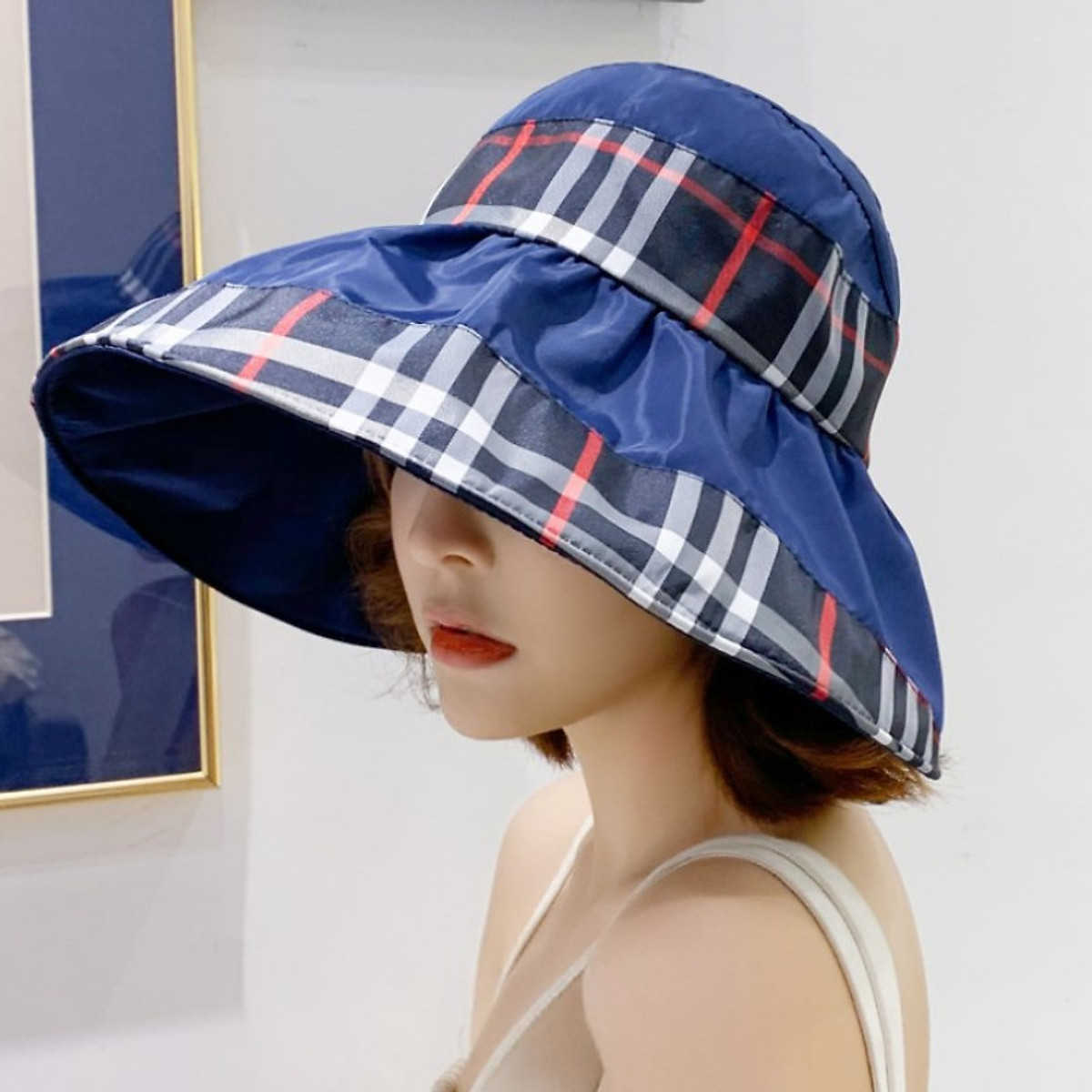 Mũ Đi Biển Gấp Gọn Họa Tiết Ca Rô MU010 MayHomes Chất Liệu Bền Đẹp, Kiểu Dáng Thời Trang