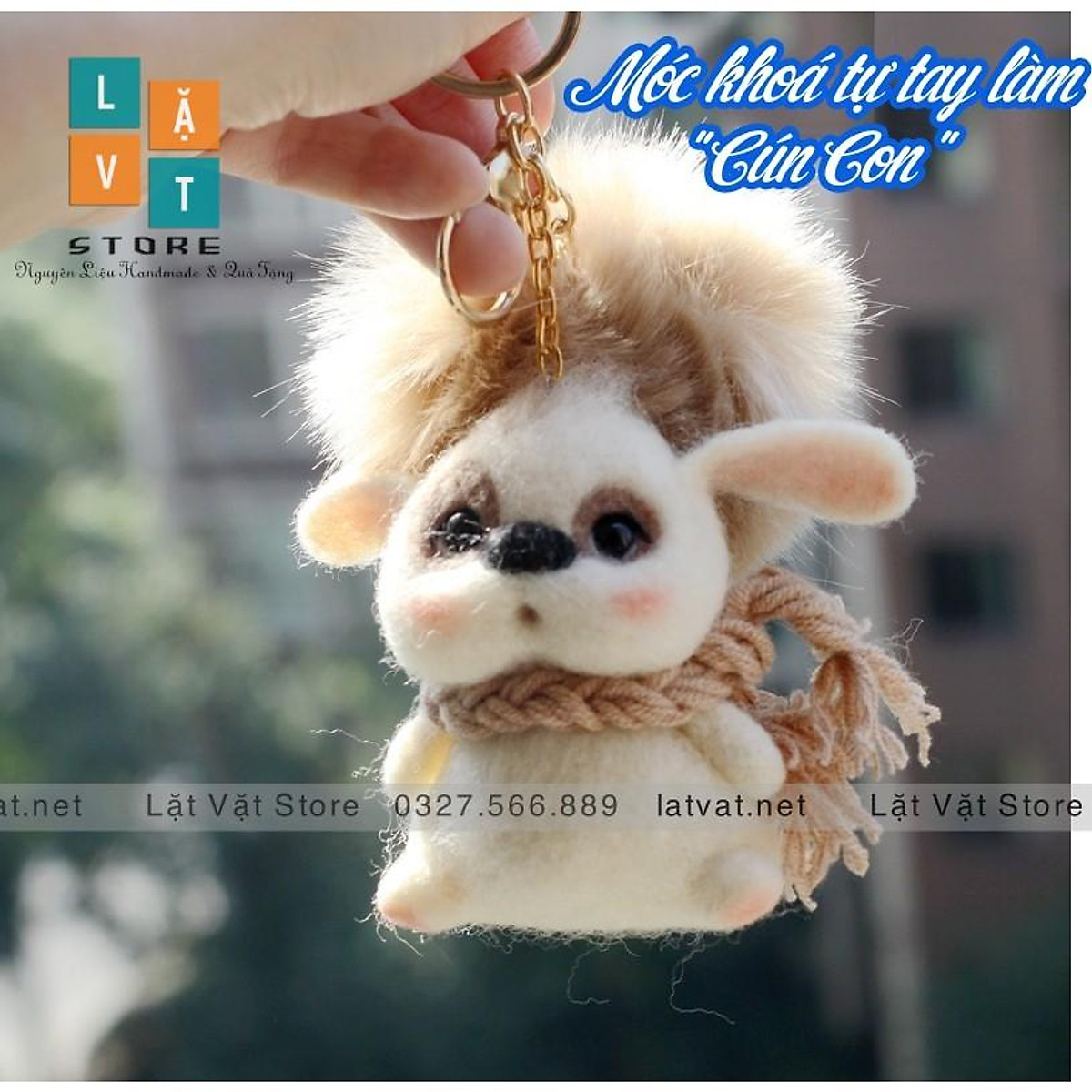 Bộ len chọc hình Cún Con làm móc khoá, Needle felting Dog, có ...