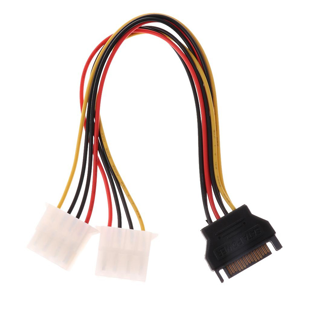 15 pin SATA Male to Dual 4 pin Molex Female Power Supply Cable Connector