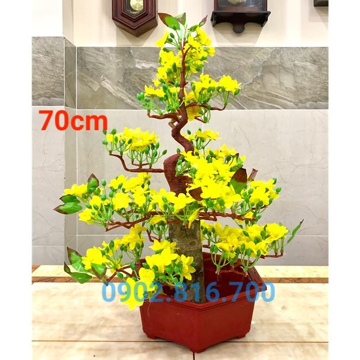 Cây mai bonsai giả để bàn trang trí tết - Hoa trang trí