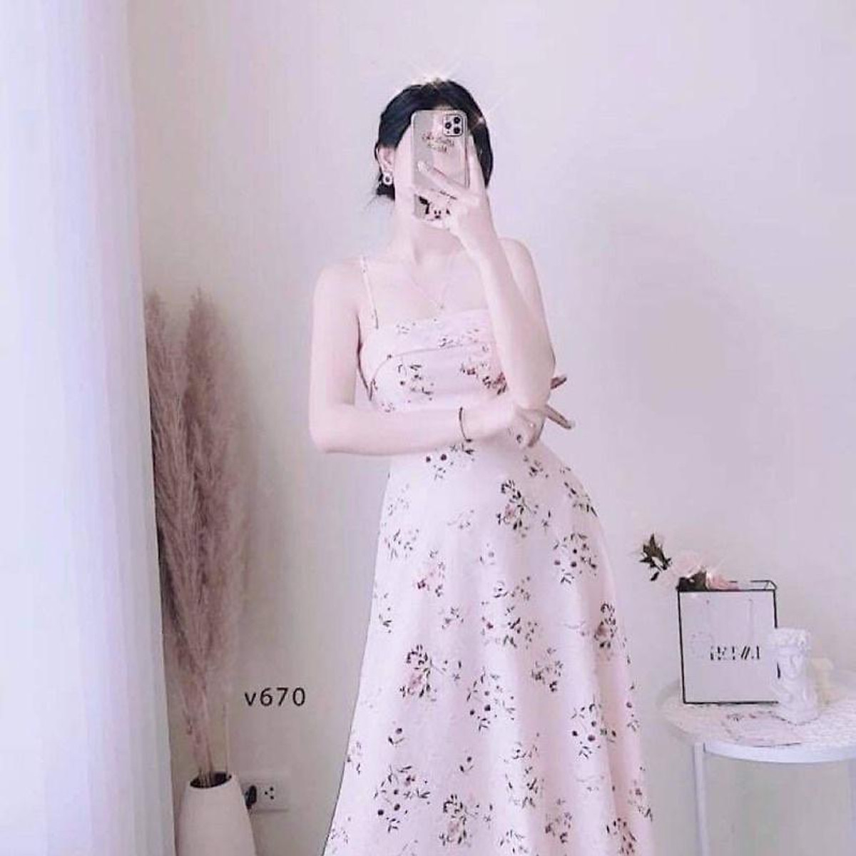 Mua Đầm Hoa 2 Dây Đầm voan 2 dây Váy hai dây hoa có lót mặc chỉ có xinh  đẹp thôi ạ  Tiki