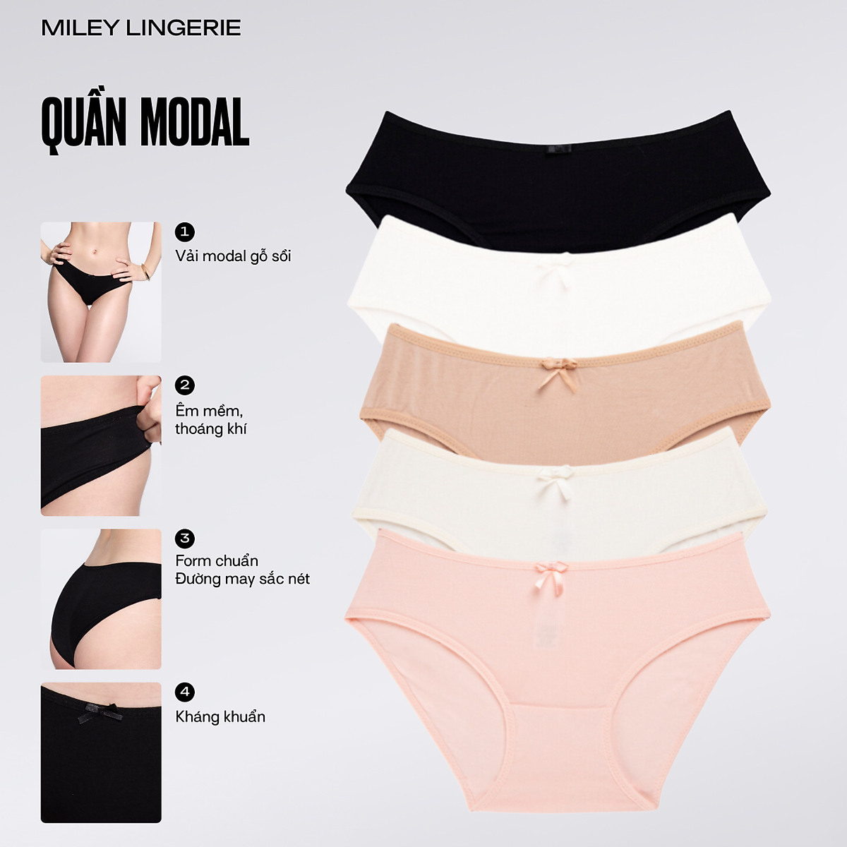 Combo 5 Quần Lót Miley Lingerie (Giao màu ngẫu nhiên)