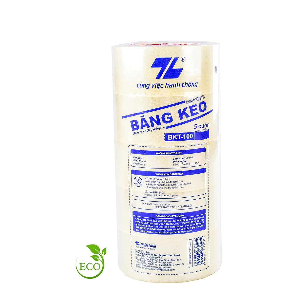 Combo 5 băng keo trong 100 yards Thiên Long BKT-100