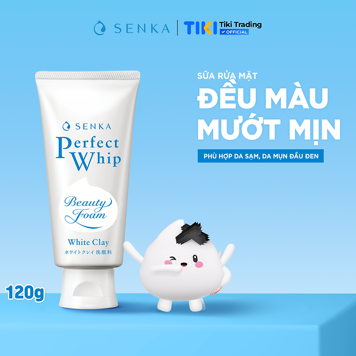 Sữa Rửa Mặt Tạo Bọt Chiết Xuất Đất Sét Trắng Senka Perfect White Clay New 14840 (120g)