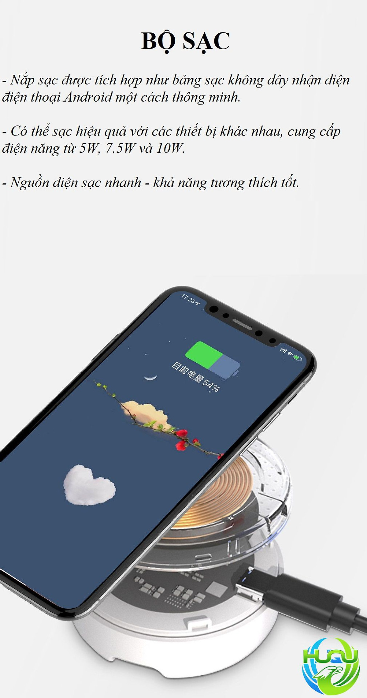 Tai Nghe Nhét Tai Đa Năng HuQu HQ-ProX6 Kiêm Sạc Không Dây Cho Điện Thoại Di Động -Hàng Chính Hãng