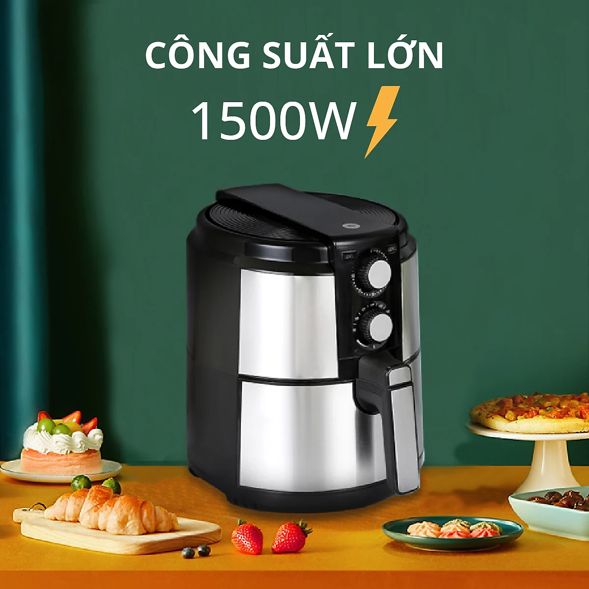 Nồi chiên không dầu vỏ kim loại Mishio MK220 5L - Hàng chính hãng
