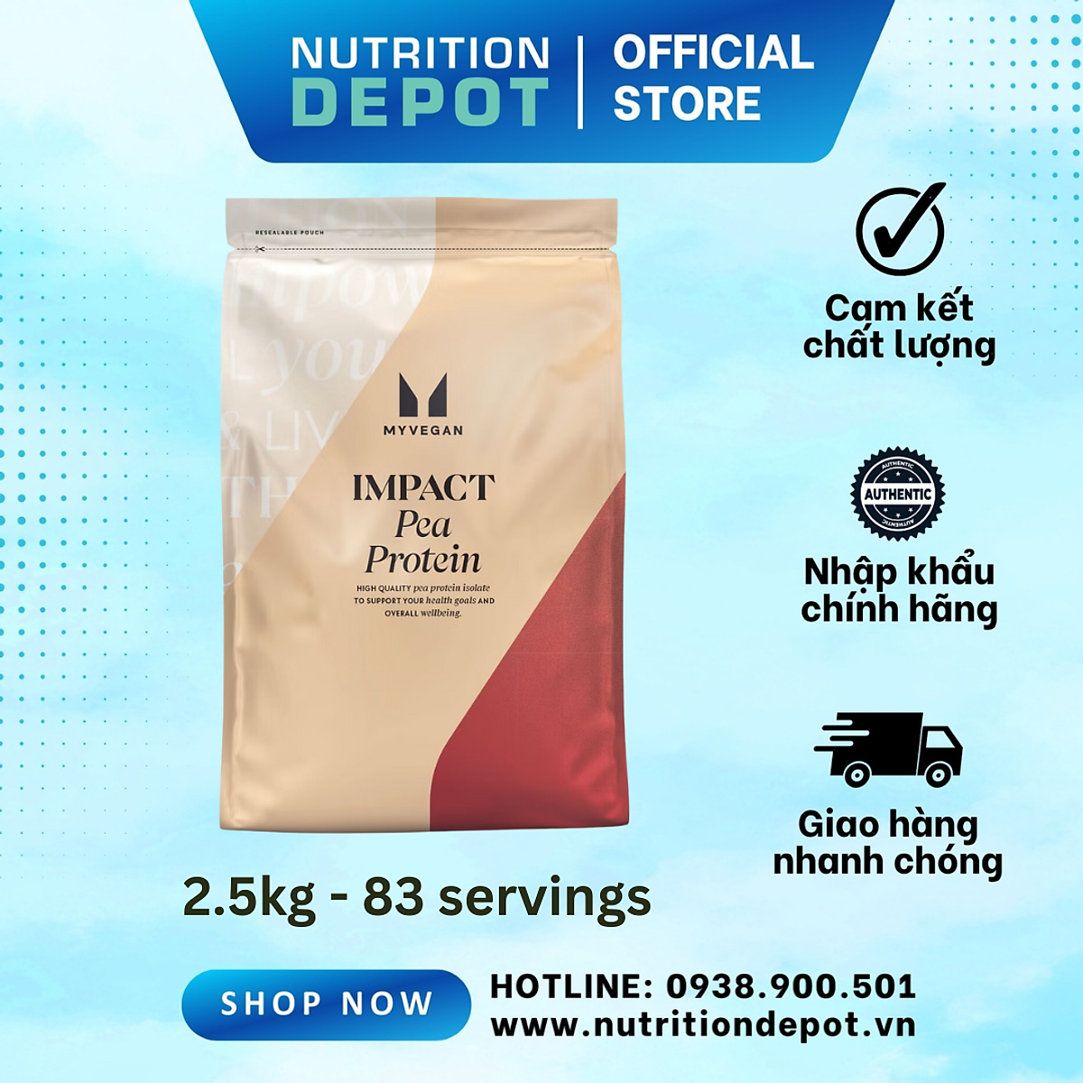 Sữa bổ sung đạm dành cho người ăn chay từ đậu hà lan Pea Protein Isolate Myprotein không mùi 2.5kg - NUTRITIONDEPOT