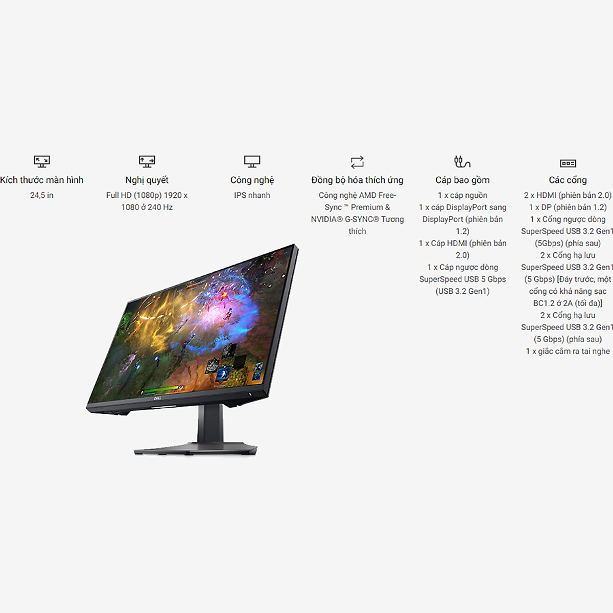 Màn hình Gaming Dell S2522HG inch Full HD Fast IPS 240Hz - Hàng Chính Hãng Màn hình Gaming Dell S2522HG inch Full HD Fast IPS 240Hz - Hàng Chính Hãng