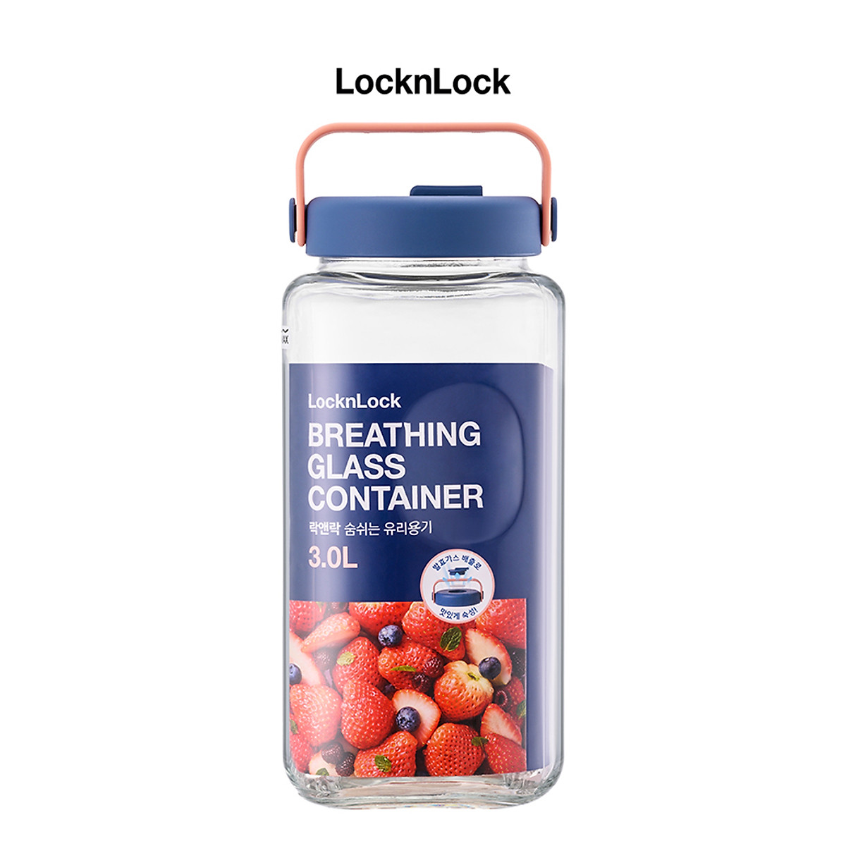 Hũ thủy tinh Breathing LocknLock - Kèm nắp đậy - Tay cầm hủ linh hoạt