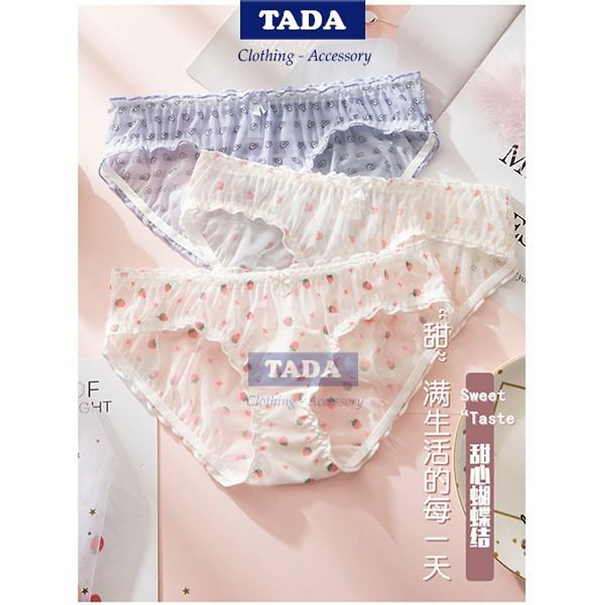 Quần lót nữ ren lưới họa tiết dễ thương mềm mịn mã 0333