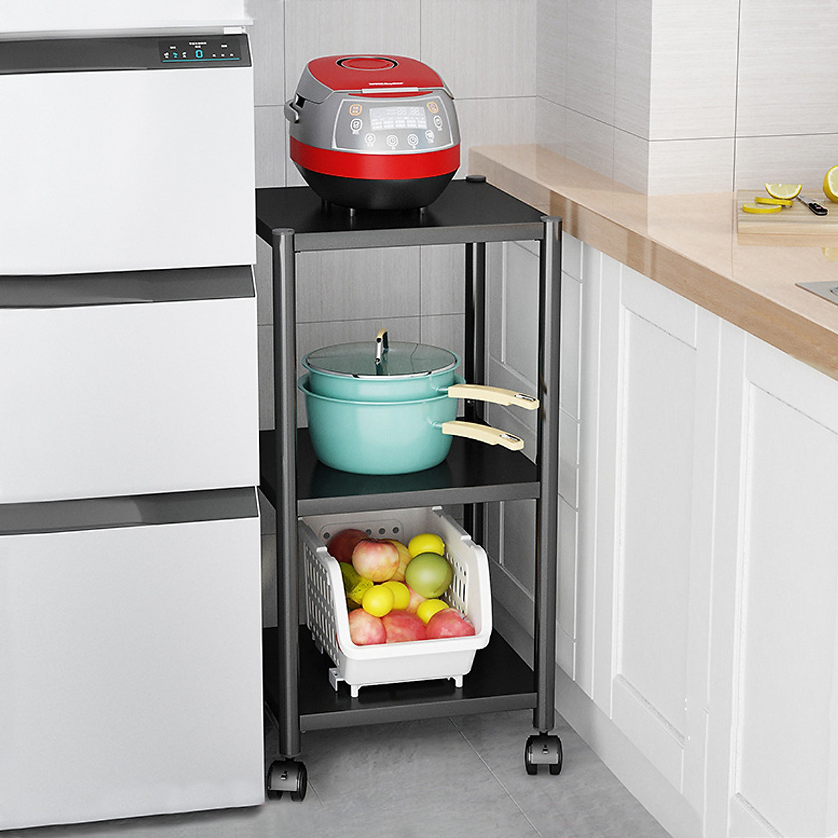 Kệ để lò vi sóng đa năng Inox 304 cao cấp Vando chính hãng kệ để đồ lò nướng chắc chắn, sơn tĩnh điện chống bong tróc, kệ nhà bếp siêu chịu lực 300kg