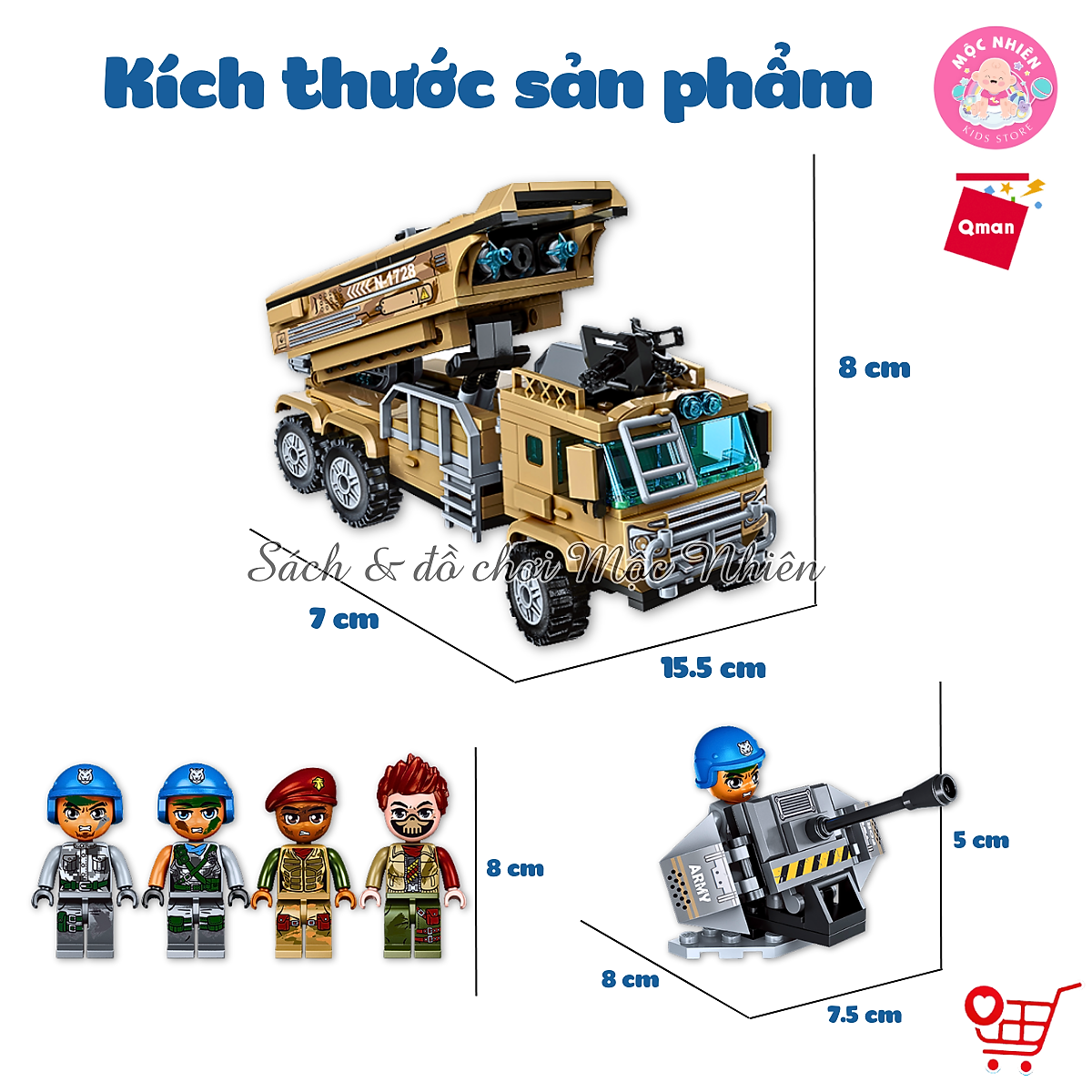 Đồ chơi lắp ráp xếp hình tên lửa chiến đấu Qman 1728 - Tên lửa đánh chặn (409 mảnh ghép) dành cho bé trai trên 6 tuổi
