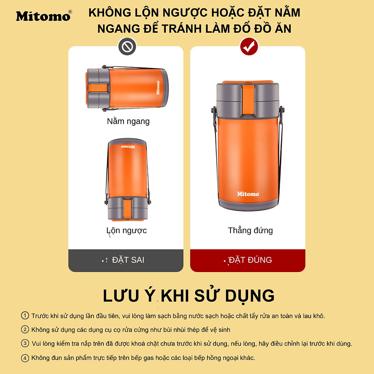 Hộp cơm giữ nhiệt văn phòng cap cấp Mitomo LCH-7086 chính hãng - Bảo hành 12 tháng