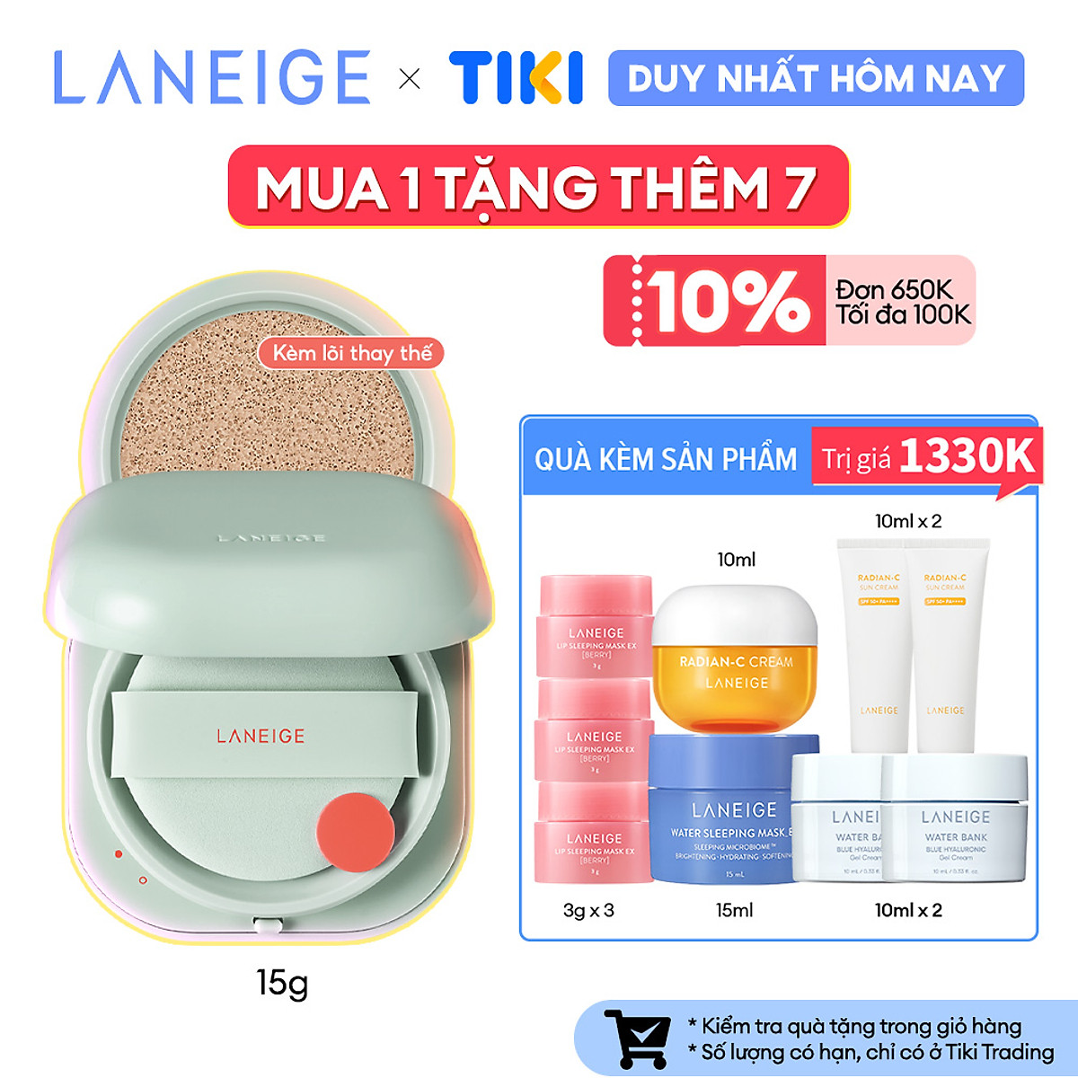 Phấn Nước Trang Điểm Kiềm Dầu Thế Hệ Mới Cho Lớp Nền Mịn Lì Laneige Neo Cushion Matte 15G + Kèm Lõi Thay Thế