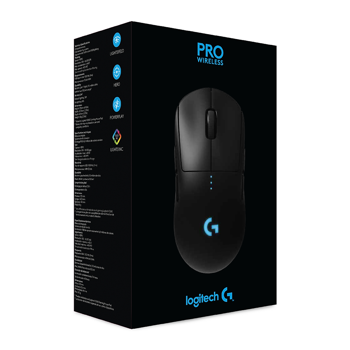 Chuột game không dây Logitech G Pro Wireless - Thiết kế cấp độ Esport, nhẹ, cảm biến Hero 25k, RGB Lightsync, Lightspeed -Hàng Chính Hãng
