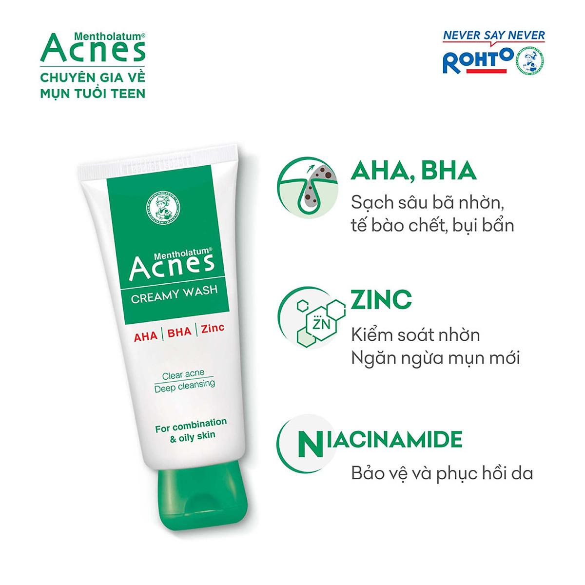 Sữa rửa mặt ngăn ngừa mụn Acnes Creamy Wash 100g