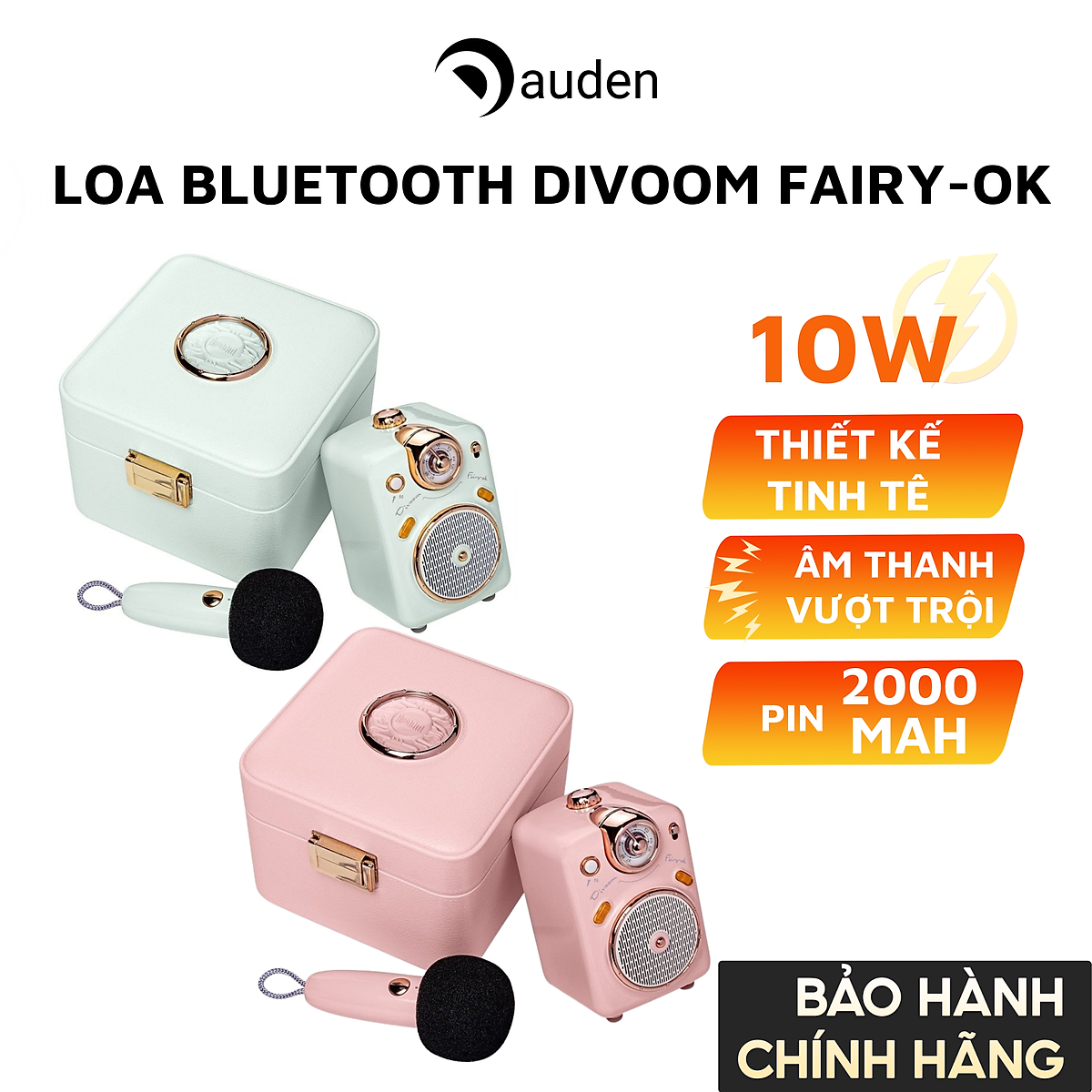 Loa Bluetooth Divoom Fairy-Ok công suất 10W kết hợp micro karaoke đa năng - Hàng chính hãng
