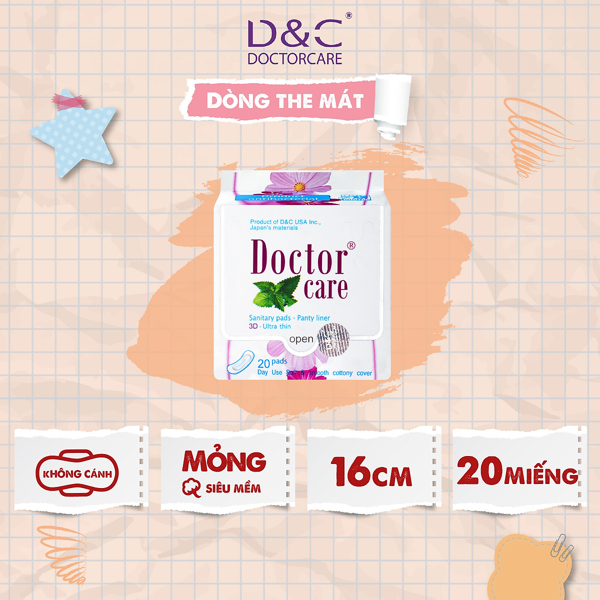 Băng vệ sinh hàng ngày thảo dược Doctor Care 16 cm 1 gói