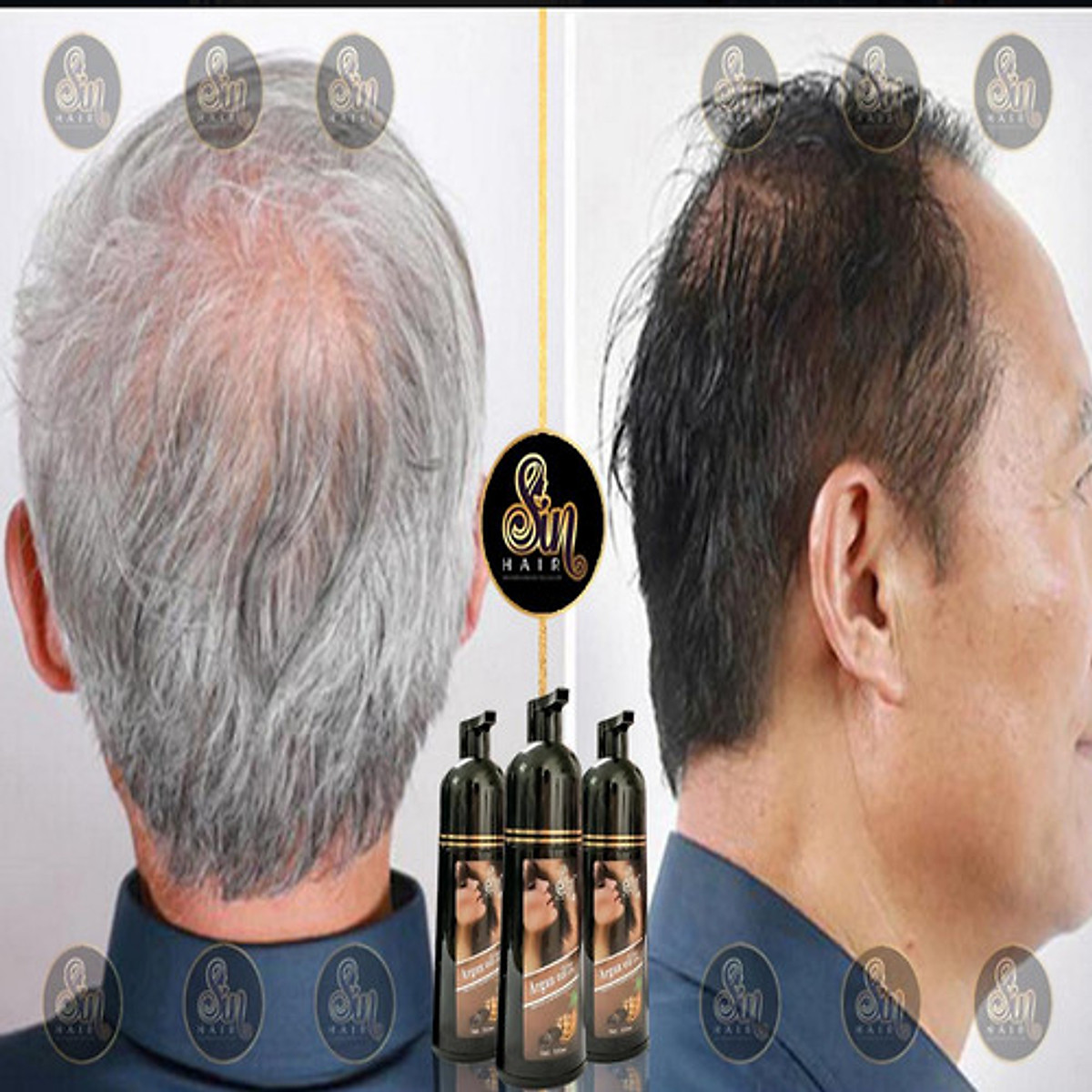 Dầu Gội Nhuộm Tóc Tại Nhà Sin Hair 500ml Mẫu Mới Không Lược - Dầu Gội Nhuộm Tóc Nhân Sâm Nhật Bản Giúp Phủ Bạc Đen Tóc - Nâu Tóc