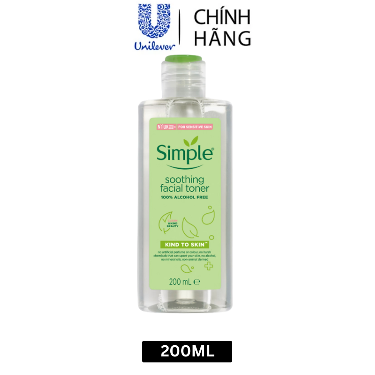 Nước hoa hồng Simple Toner làm dịu và cân bằng độ ẩm cho da - lành tính không chứa cồn 200ml [Chính hãng độc quyền]
