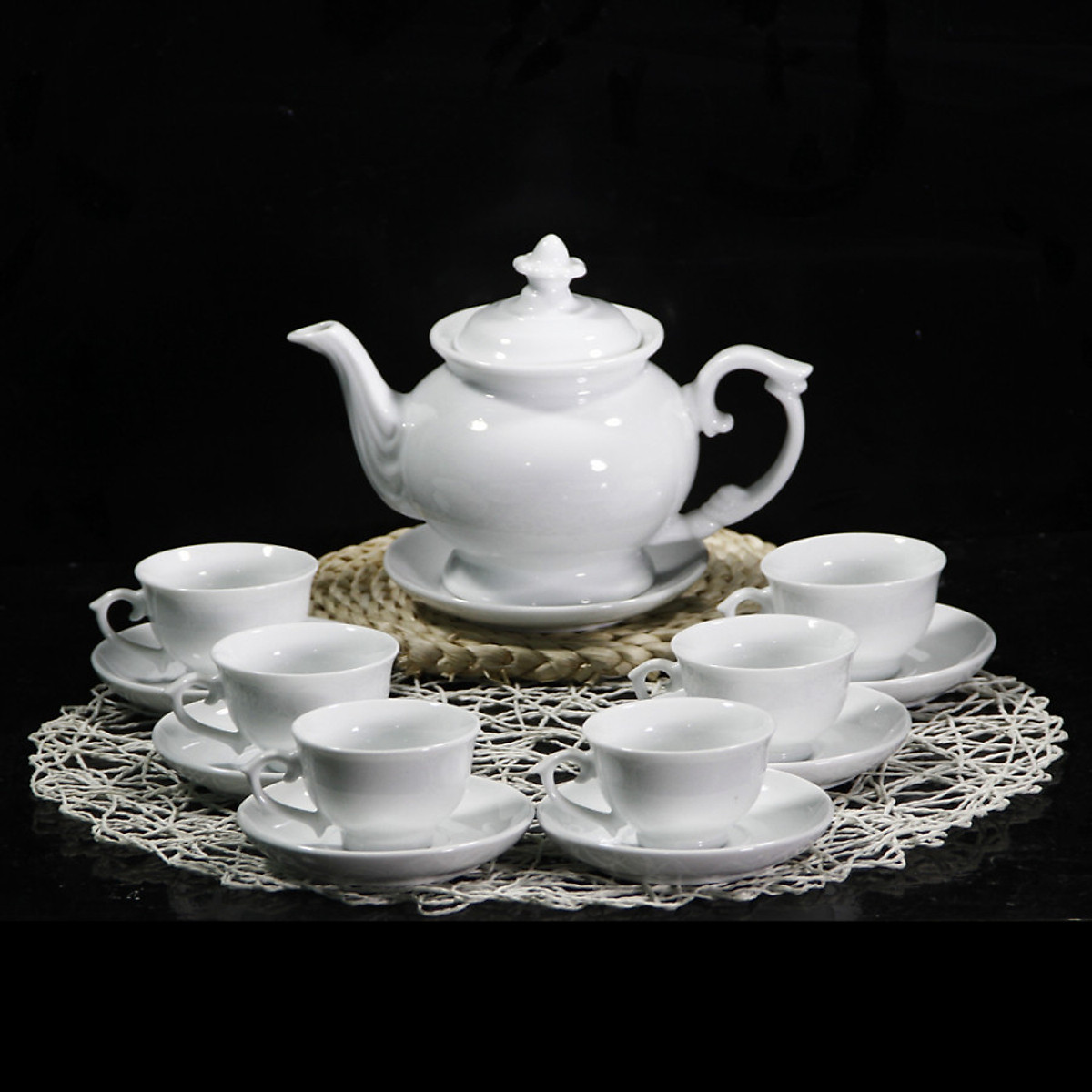 Hợp mọi sập gụ tủ chè, bộ bình uống trà cát tường men trắng, bộ ấm chén cao cấp, bộ ấm trà đạo, bộ ấm trà dep