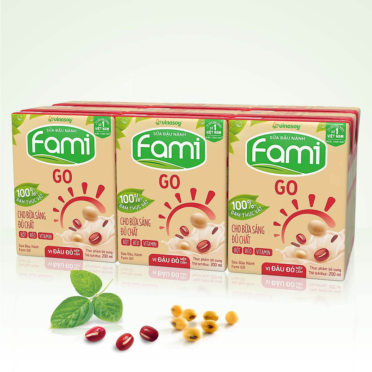 Thùng Sữa Đậu Nành Famigo Đậu Đỏ Nếp Cẩm (200ml x 36 Hộp)