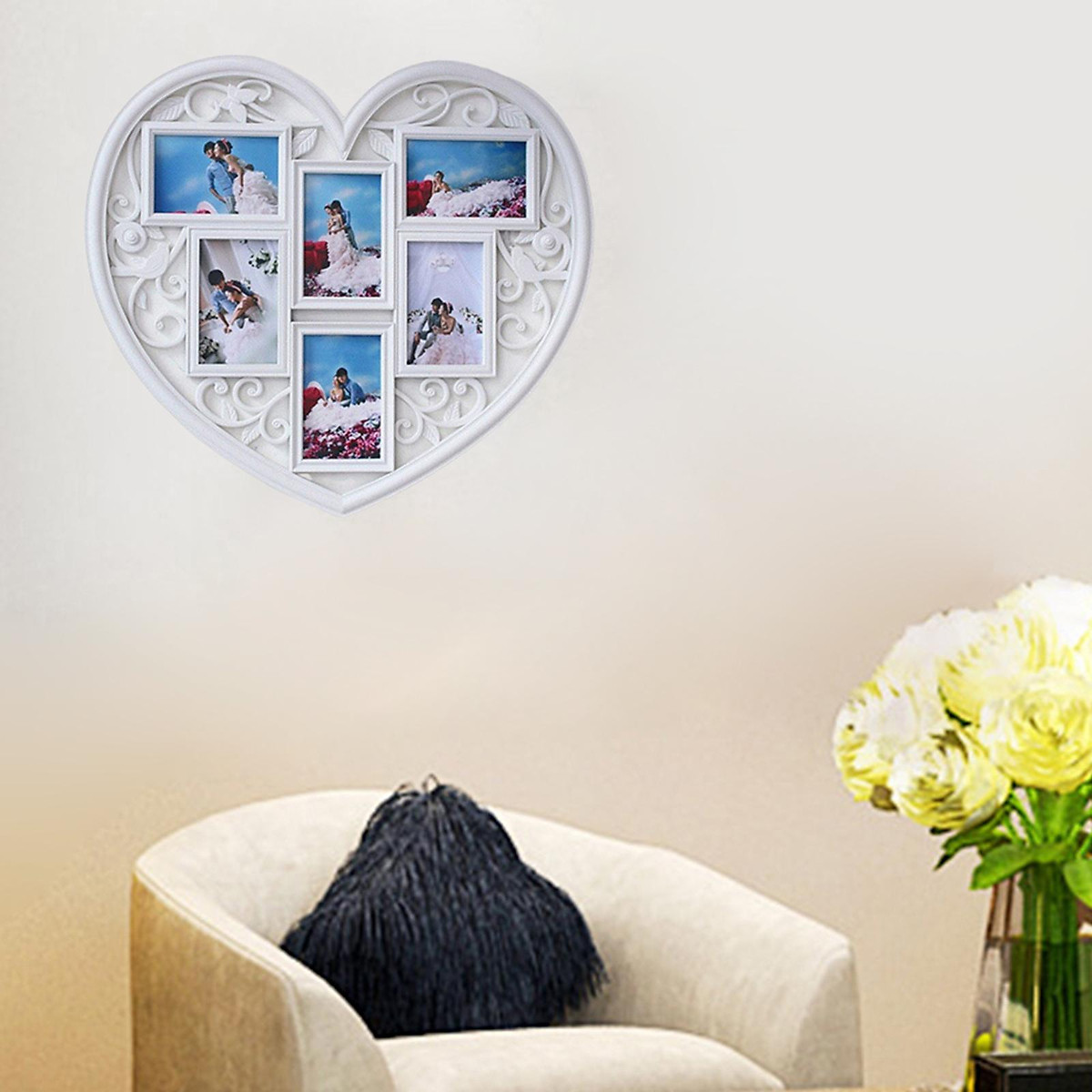 Mua Heart Shaped Wall Decor Collage Picture Frame/ Six 4x6 Displays Wall  Hanging Decoration Ornament Family Photo Frame for Bedroom Office/ tại  Magideal