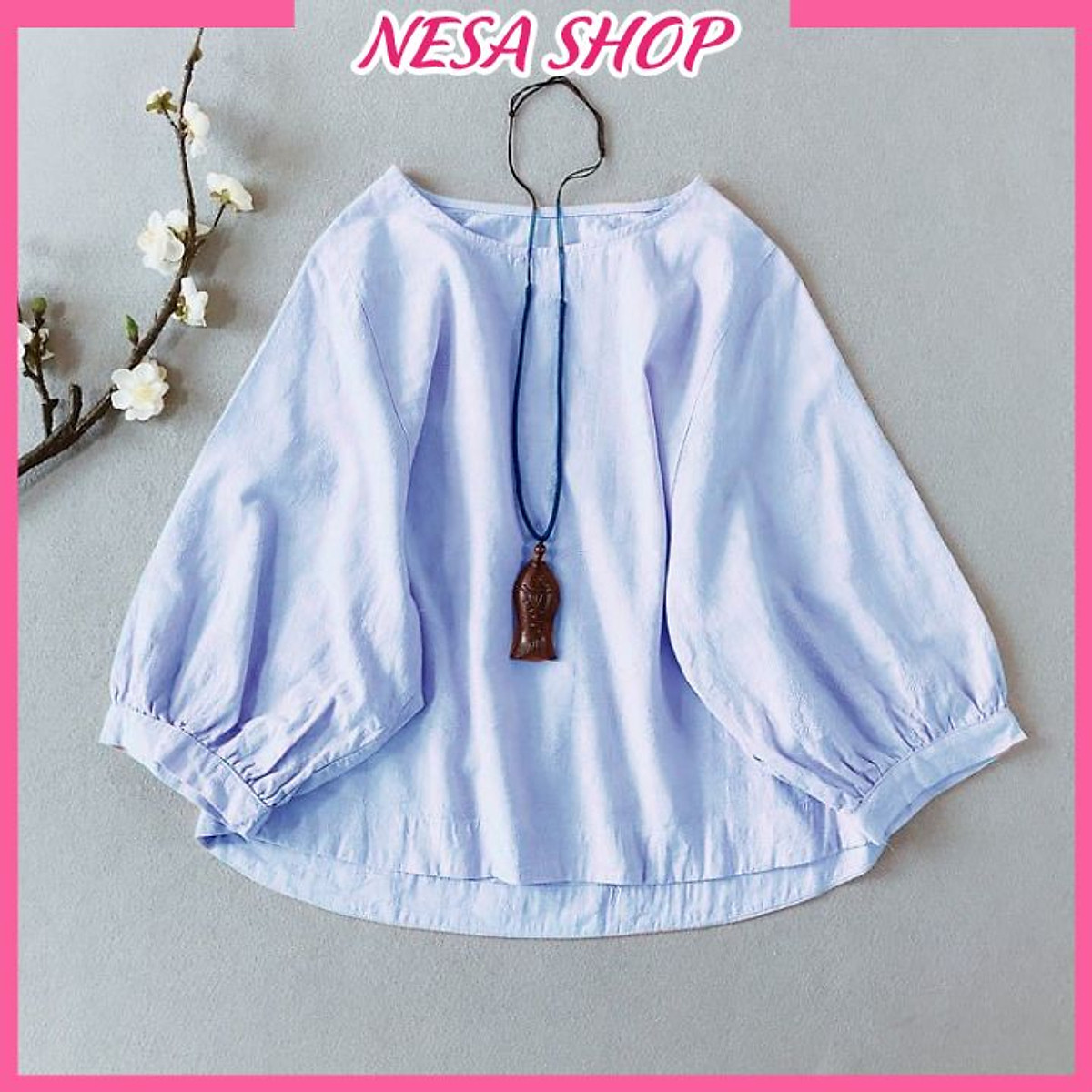Áo kiểu nữ đẹp, chất liệu Đũi, vải mềm mát, thấm mồ hôi, áo kiểu form rộng, áo kiểu nữ Hàn Quốc NeSa Shop. AKH.46