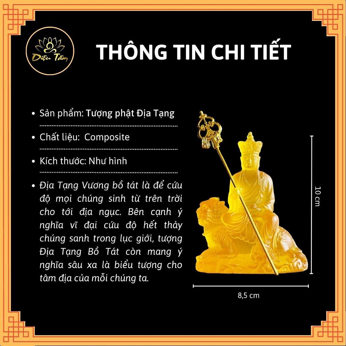 Tượng phật Địa Tạng Vương Bồ Tát cao 10cm tượng phật để ô tô đồ thờ