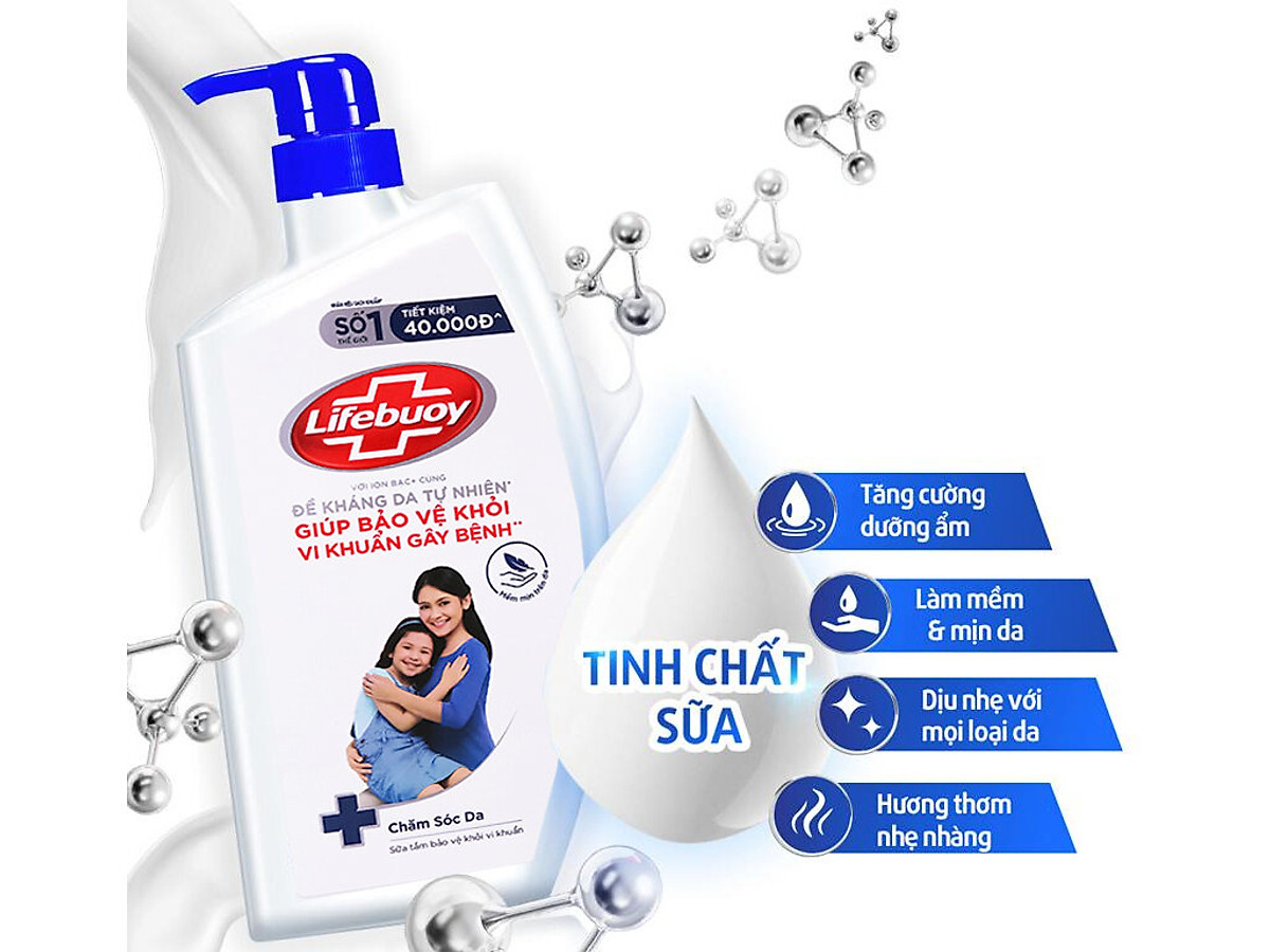 Sữa Tắm Lifebuoy Sạch Khuẩn Khỏi 99.9% Vi Khuẩn Gây Bệnh Chăm Sóc Da Với Ion Bạc+ Hỗ Trợ Đề Kháng Da Tự Nhiên Chai 1kg