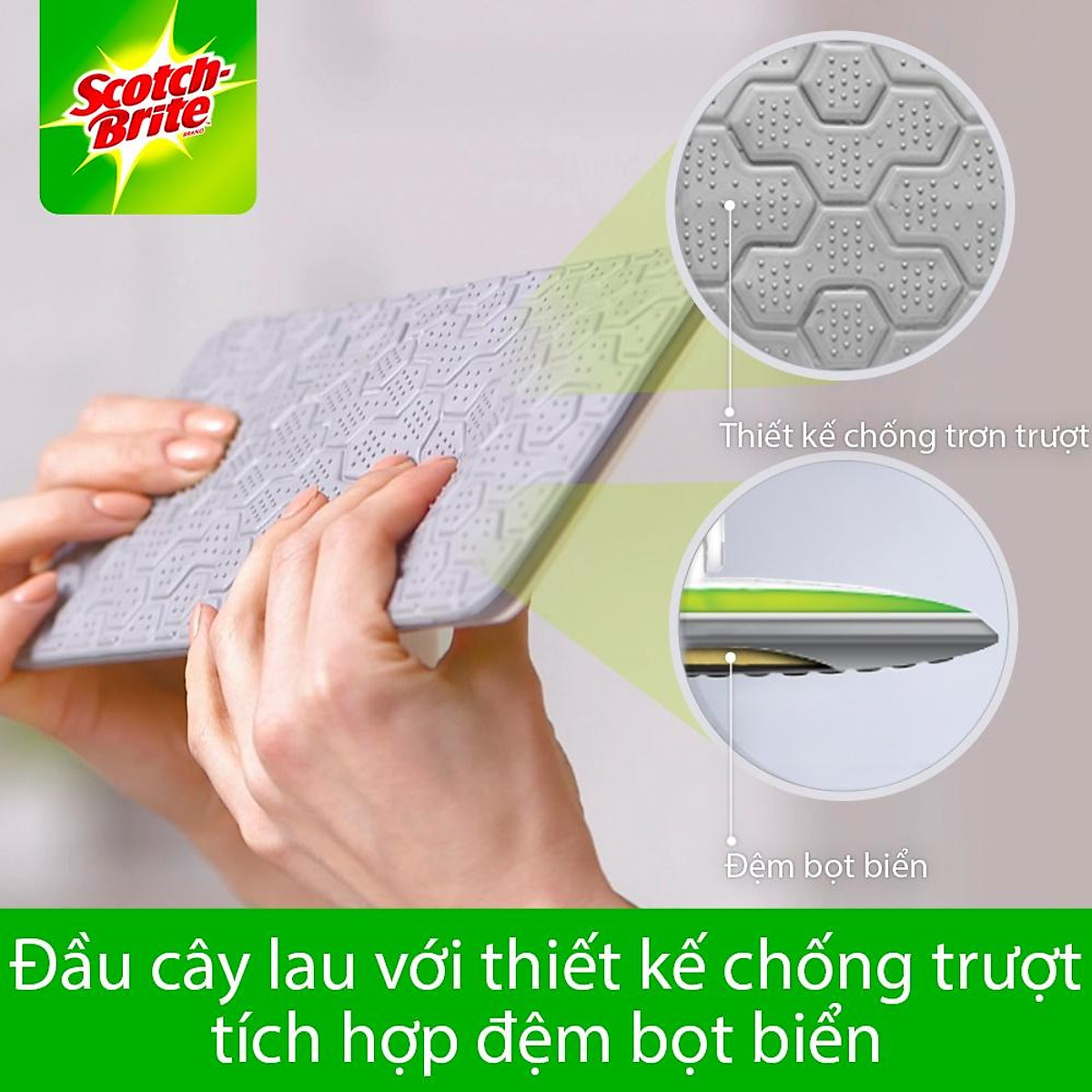 Cây lau nhà siêu tốc dùng khăn giấy thay thế Scotch-Brite 3M đa năng, xoay 360 độ, lấy sạch bụi và tóc mọi ngóc ngách