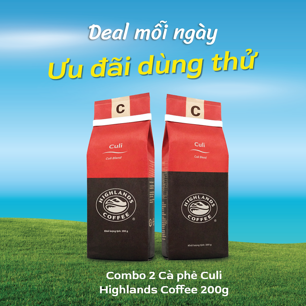 Combo 2 gói Cà Phê Rang Xay Culi Highlands Coffee (200g)
