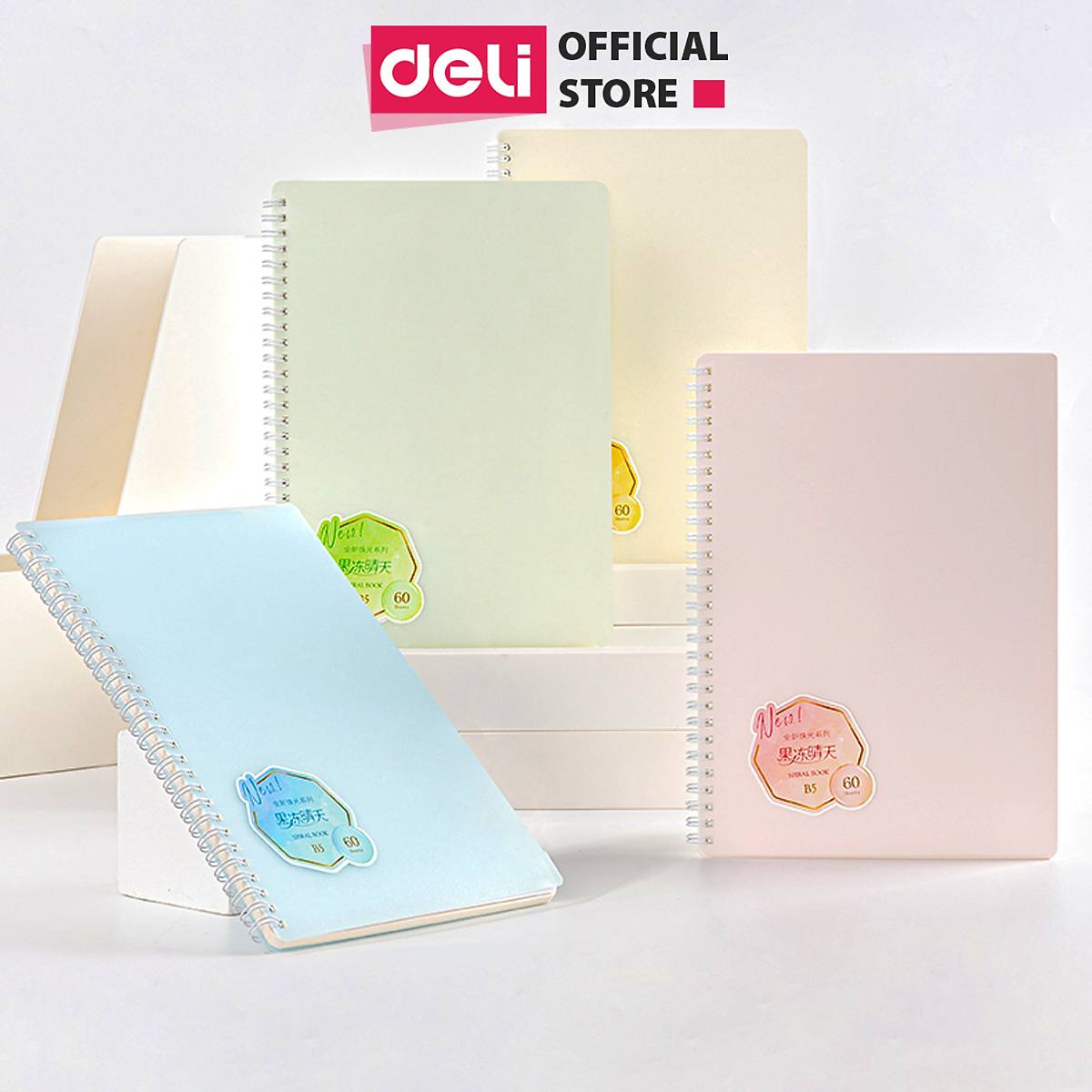 Sổ Tay Ghi Chép Lò Xo Bìa Nhựa A5 / B5 120 Trang 100 Trang 80 Gsm Kẻ Ngang Màu Pastel Deli - Phù Hợp Làm Sổ Kế Hoạch, Sổ Nhật Kí, Tập Vở Ghi Chép - QLPA560 QLPB560 VLPA550 VLPB550