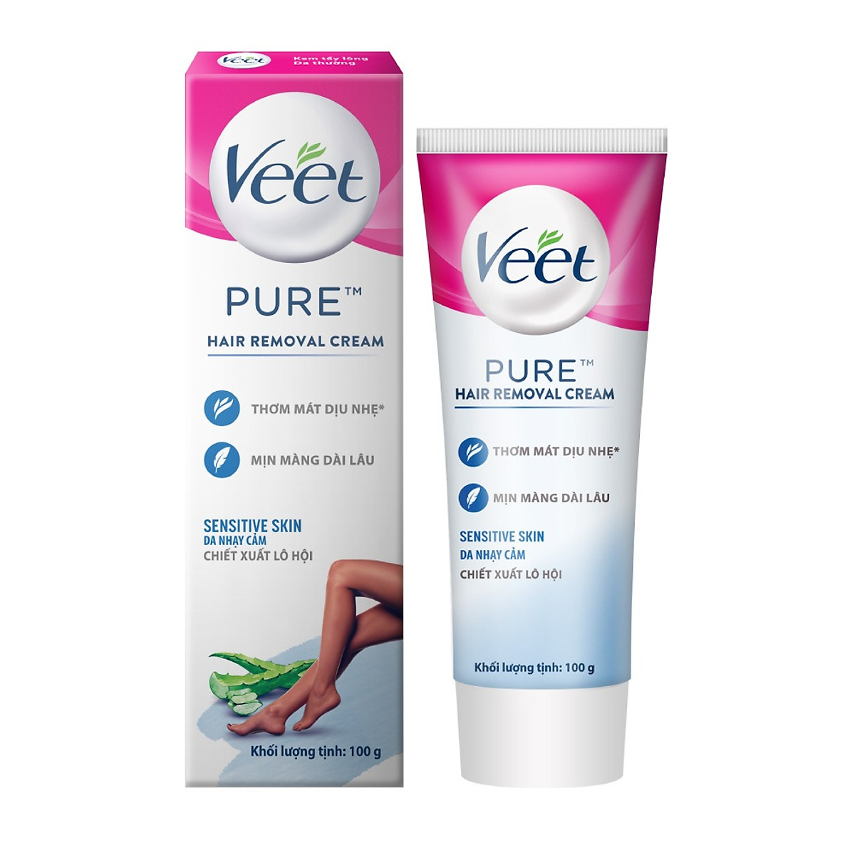 Kem tẩy lông Veet cho da nhạy cảm, hộp lớn 100g tiết kiệm, công thức Pure cải tiến