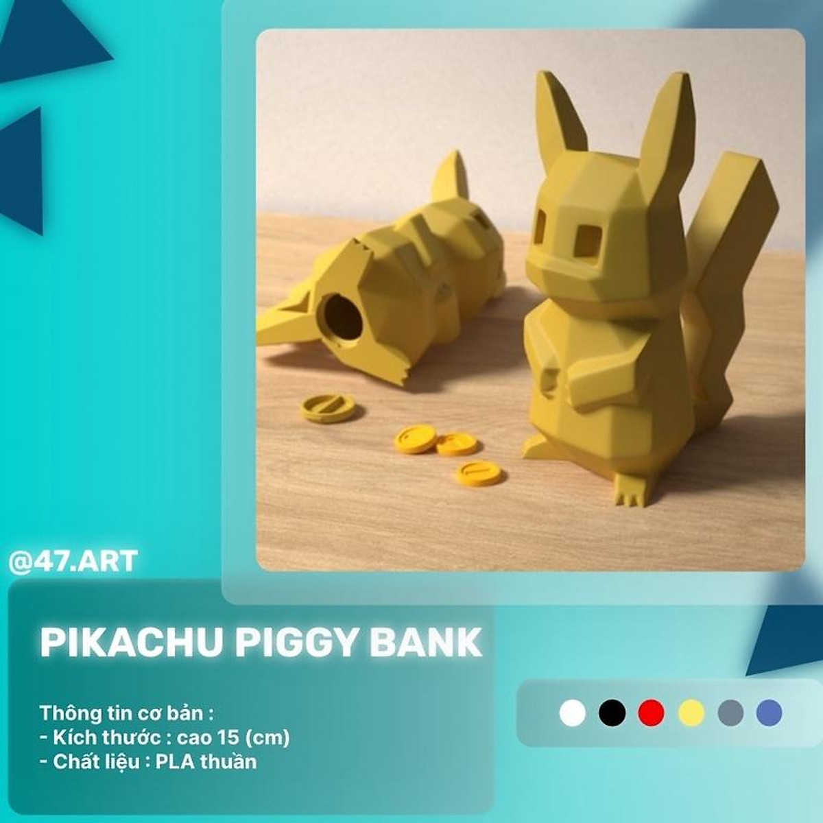 Mô hình Pikachu Pokemon đựng tiền nhiều màu, trang trí, DECOR ...