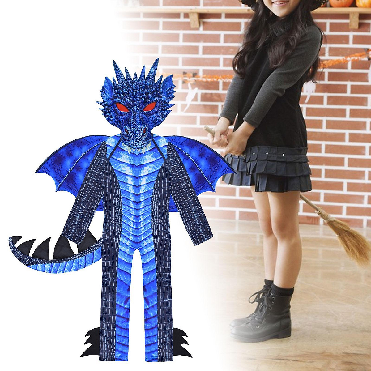Child Dragon Wing Tail Set Dress Up Halloween Costumes For Children Cosplay  Deadly Dragon Costume For