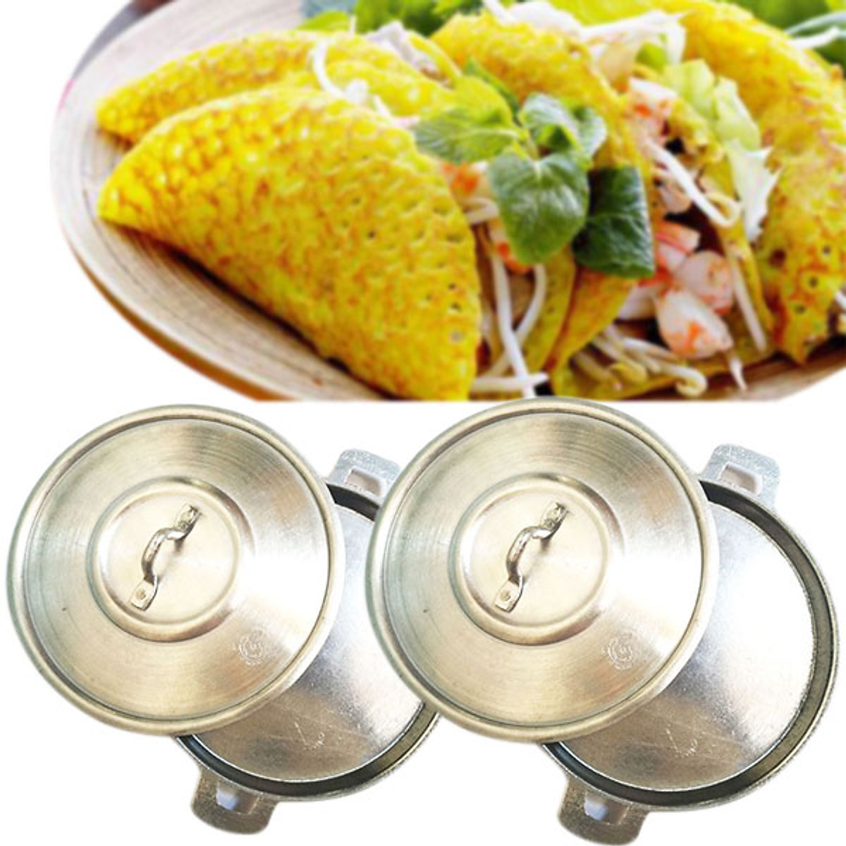 Bộ 2 Chảo Gang Có Nắp (18cm) Làm Bánh Xèo Quảng, Chiên Trứng, Bánh ...