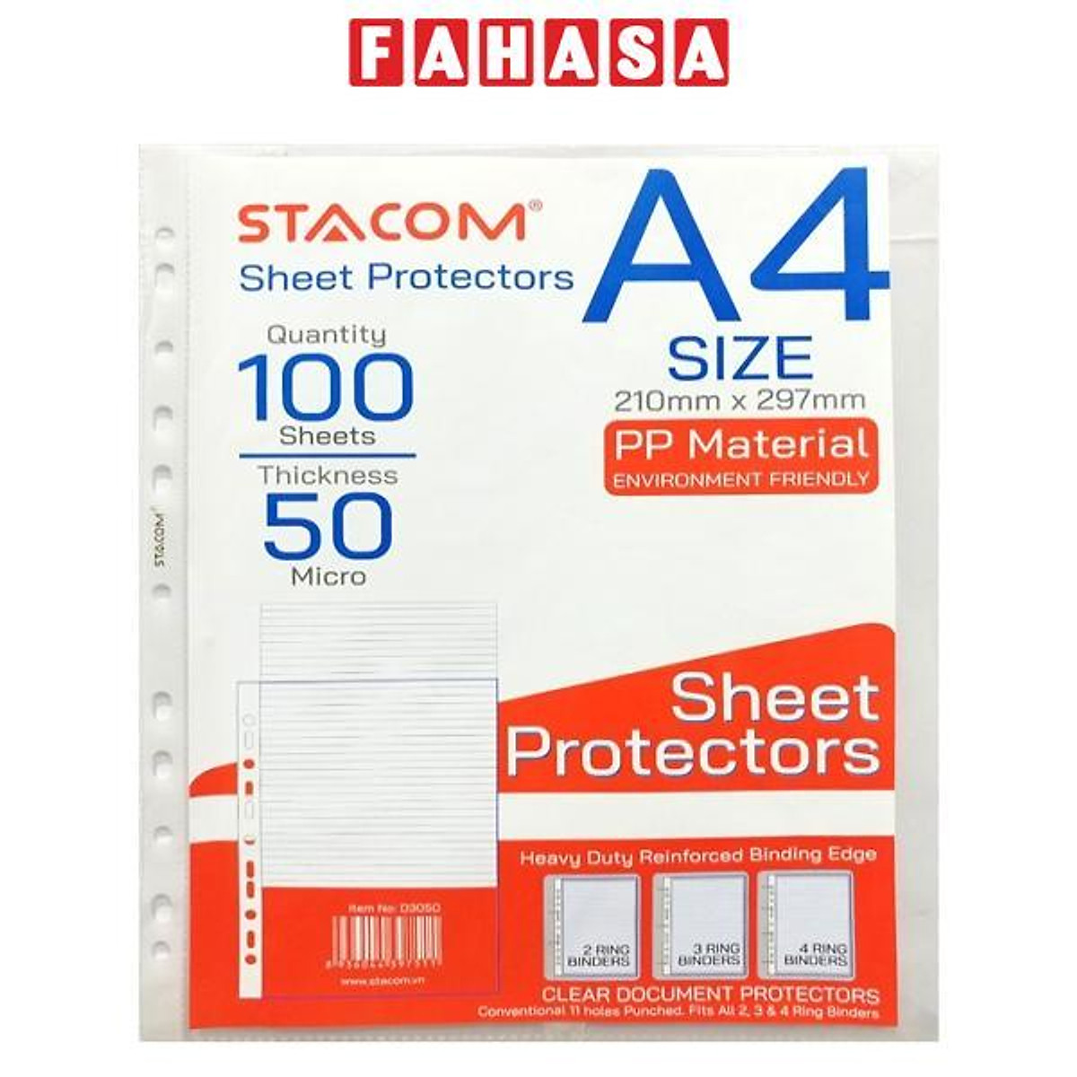 Bìa lá A4 11 lỗ dày 0.05mm Stacom - D3050