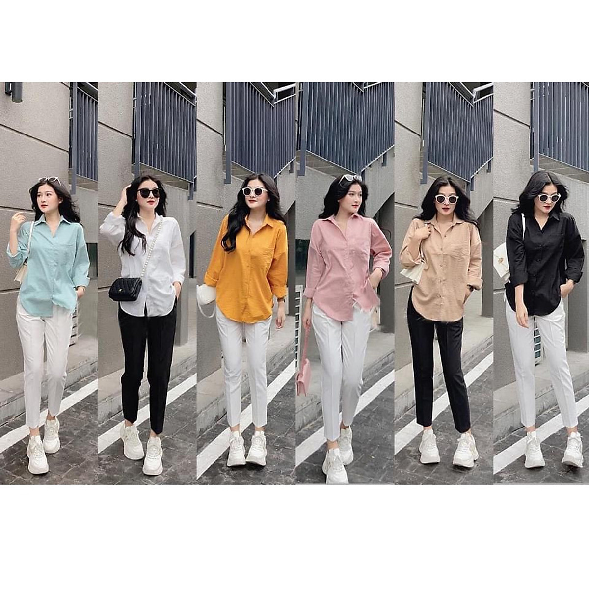 Mua áo sơ mi nữ dài tay vạt tôm chất đũi nhiều màu - Đen tại Blingo Mua Áo Sơ Mi Nữ Dài Tay Vạt Tôm Chất Đũi Nhiều Màu - Đen Tại Blingo