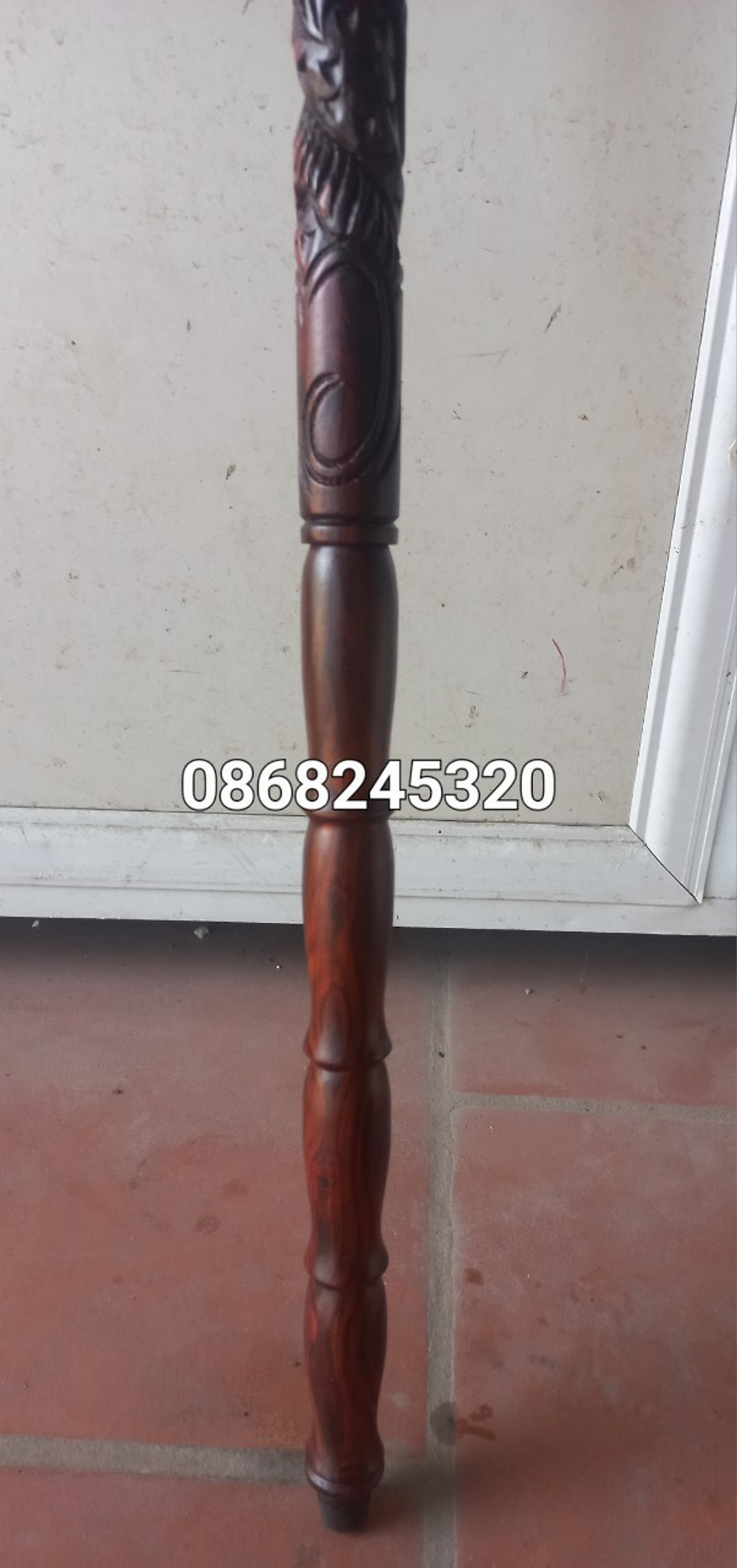 Gậy batong hỗ trợ cho người già đi lại bằng gỗ trắc đỏ đen cực đẹp kt 90×13×4cm