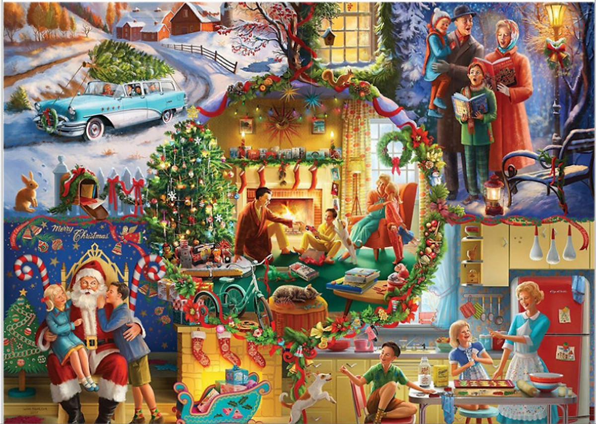 Mua Tranh Ghép Hình 1000 Mảnh Giấy Bồi Trắng Cao Cấp/Tranh Ghép Hình Phong  Cảnh/Đêm Giáng Sinh/1000 Piece Christmas Puzzles/Tranh Giáng Sinh/Puzzle  1000 Mảnh/Tranh Xếp Hình 1000 Mảnh Giấy/Jigsaw Puzzle 1000 Pieces/Tranh