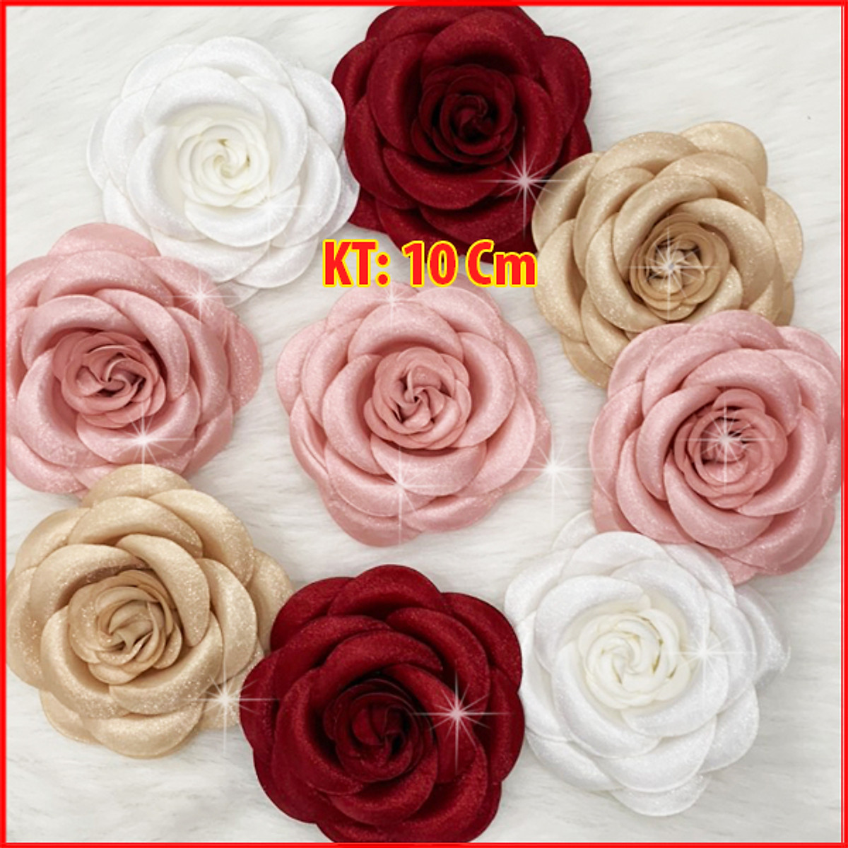 Tag Hoa Trà Lớn Cài Áo HANDMADE, Kiểu Cài Áo Hoa Có Ghim, Có Trâm Cài Áo Váy Màu Hồng, Trắng, Nâu Kích Thước 10 CM CH001