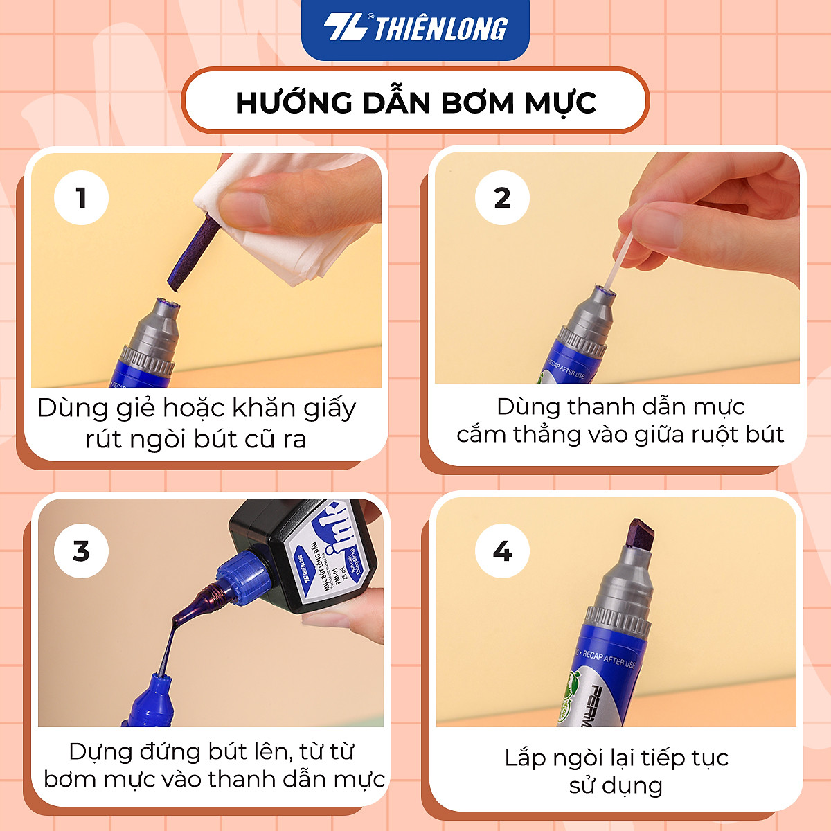 Bộ 6 Mực bút lông dầu Thiên Long PMI-01