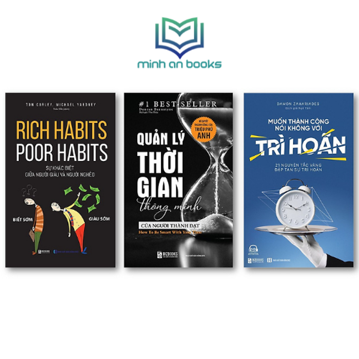 Combo Bộ 3 Cuốn Sách Kỹ Năng Mềm: Rich Habits, Poor Habits: Sự Khác Biệt Giữa Người Giàu Và Người Nghèo + Quản Lý Thời Gian Thông Minh Của Người Thành Đạt + Muốn Thành Công Nói Không Với Trì Hoãn - MinhAnBooks