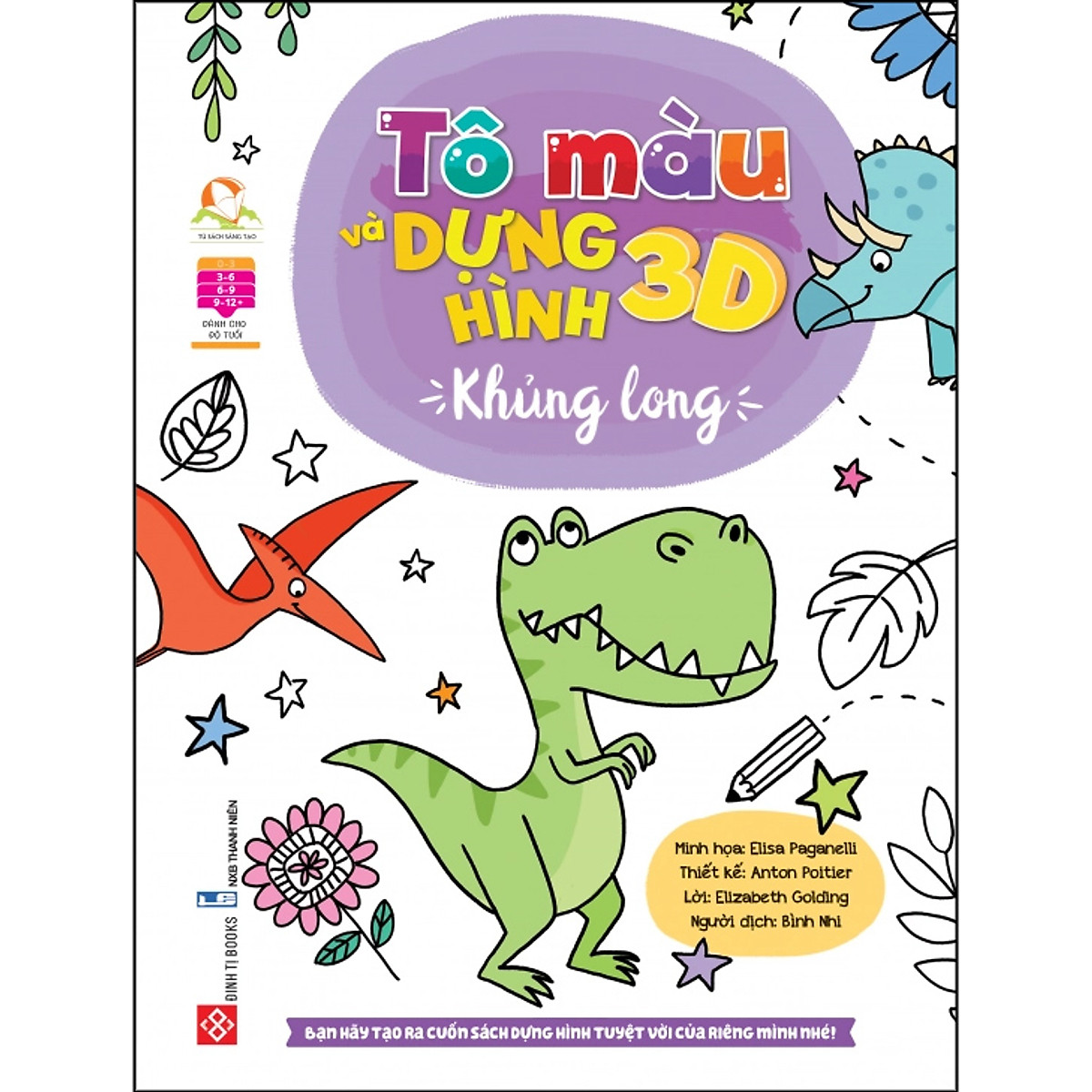 Tô màu và dựng hình 3D - Khủng long - Tô màu - Luyện chữ Tô Màu Và Dựng Hình 3D - Khủng Long - Tô Màu - Luyện Chữ